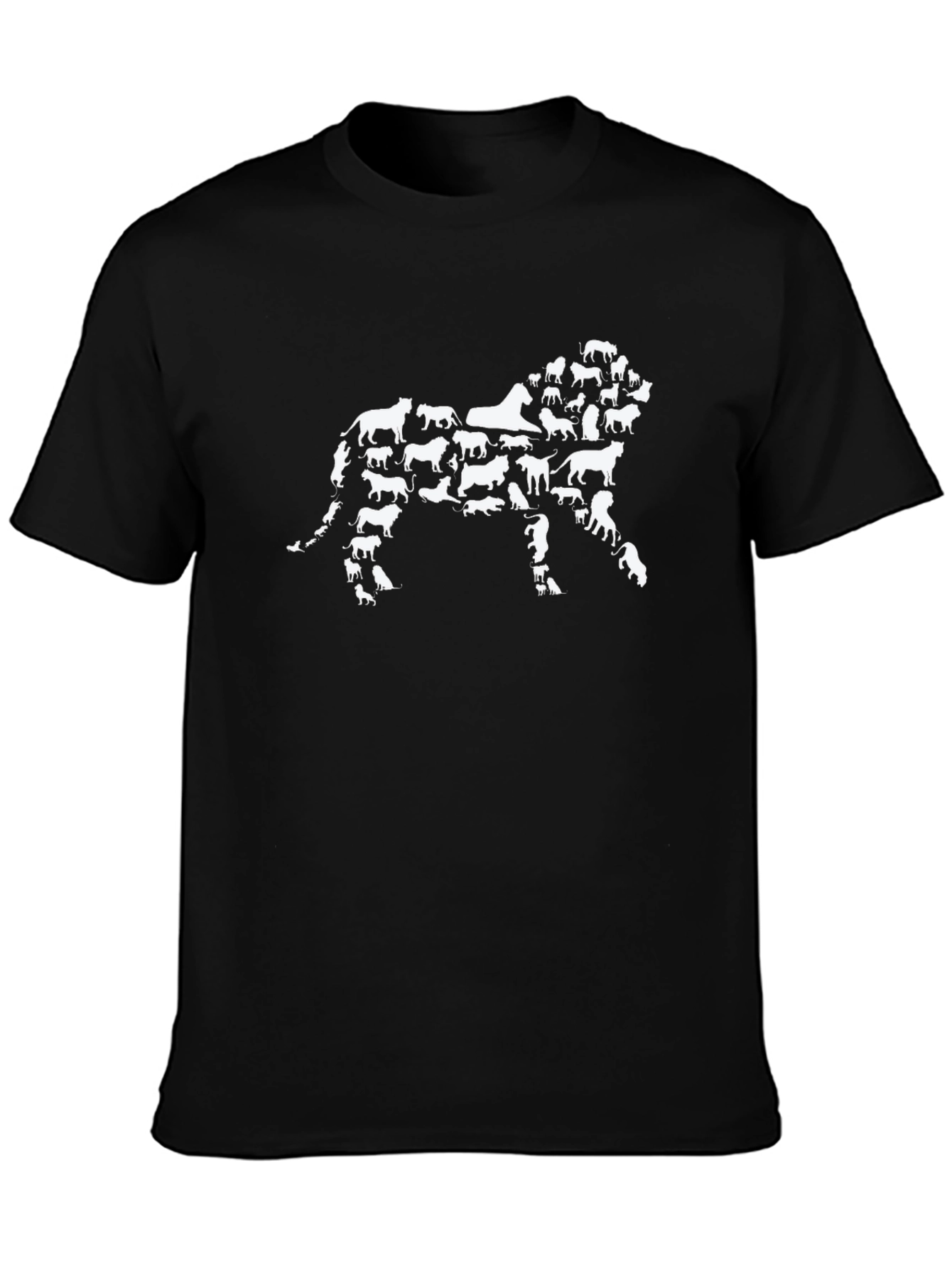 Lion Made of Cats Black T-Shirt