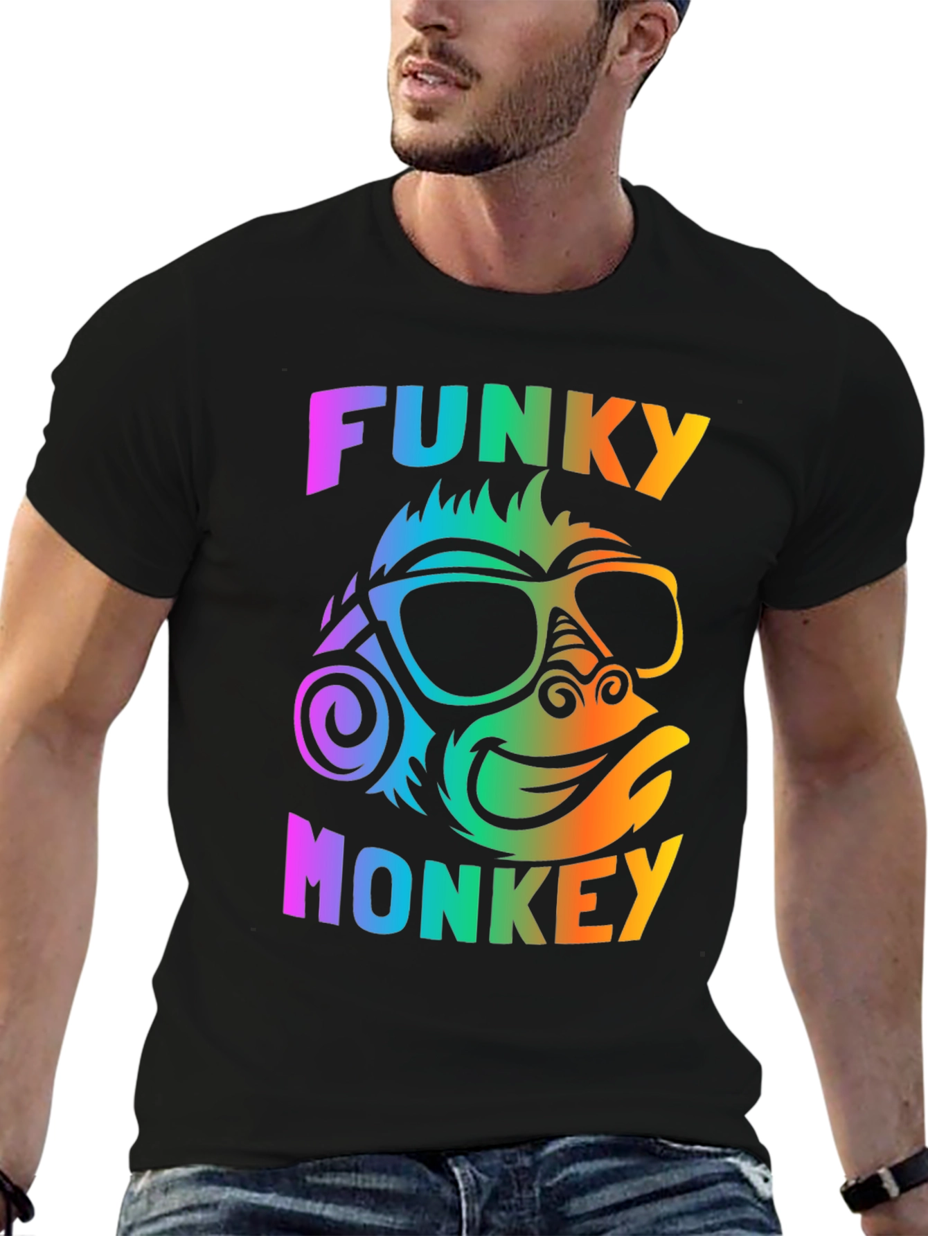 Funky Monkey Graphic Tee - Vibrant Rainbow Design