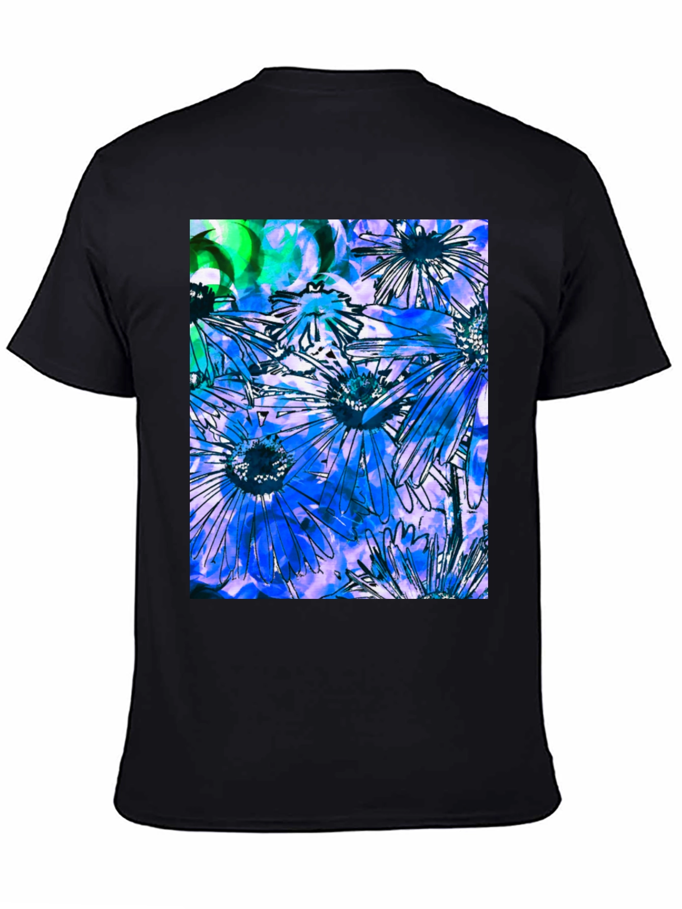 Floral Burst Graphic Tee - Black Cotton Blend