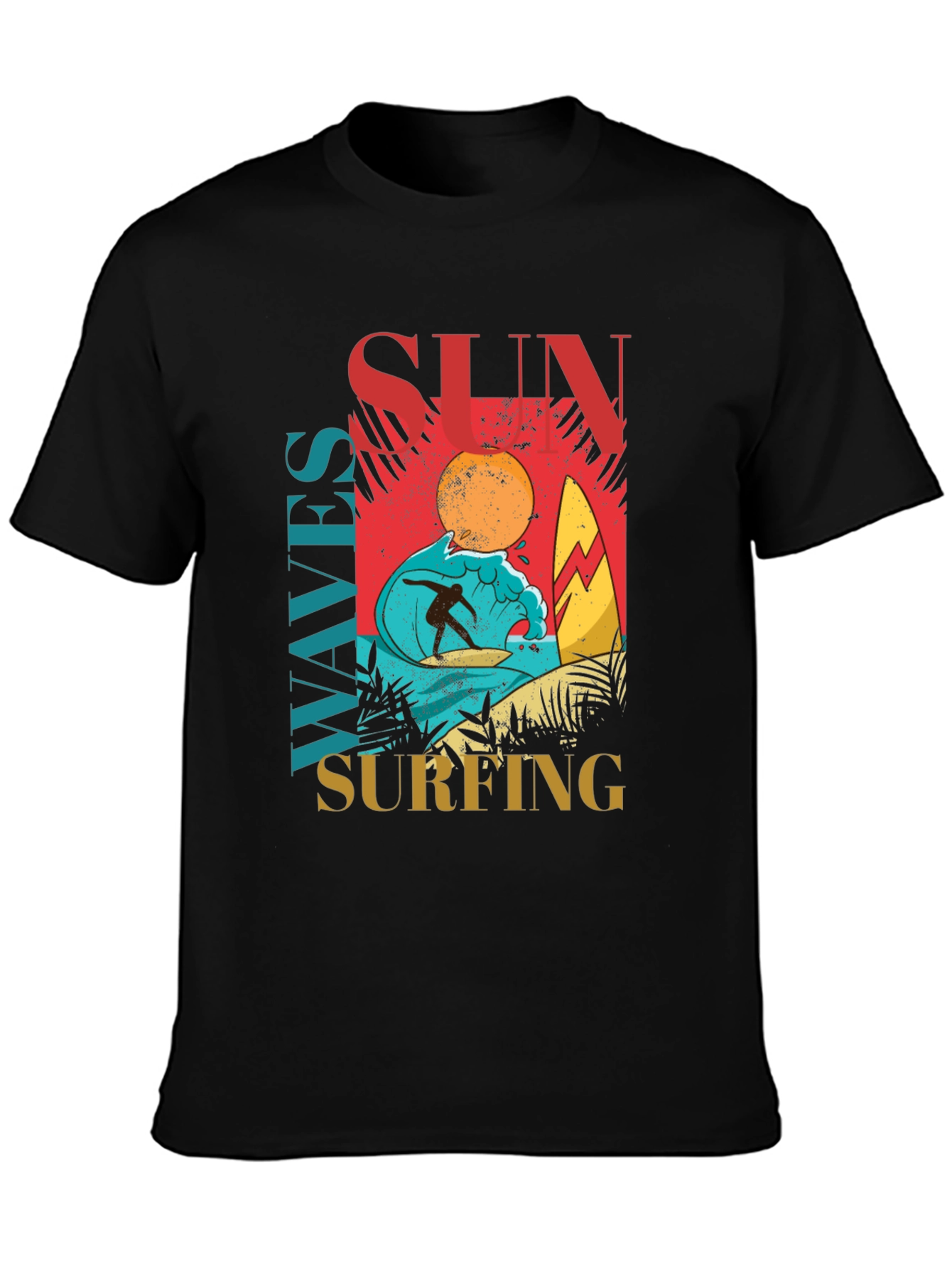 Sun Waves Surfing Graphic Tee