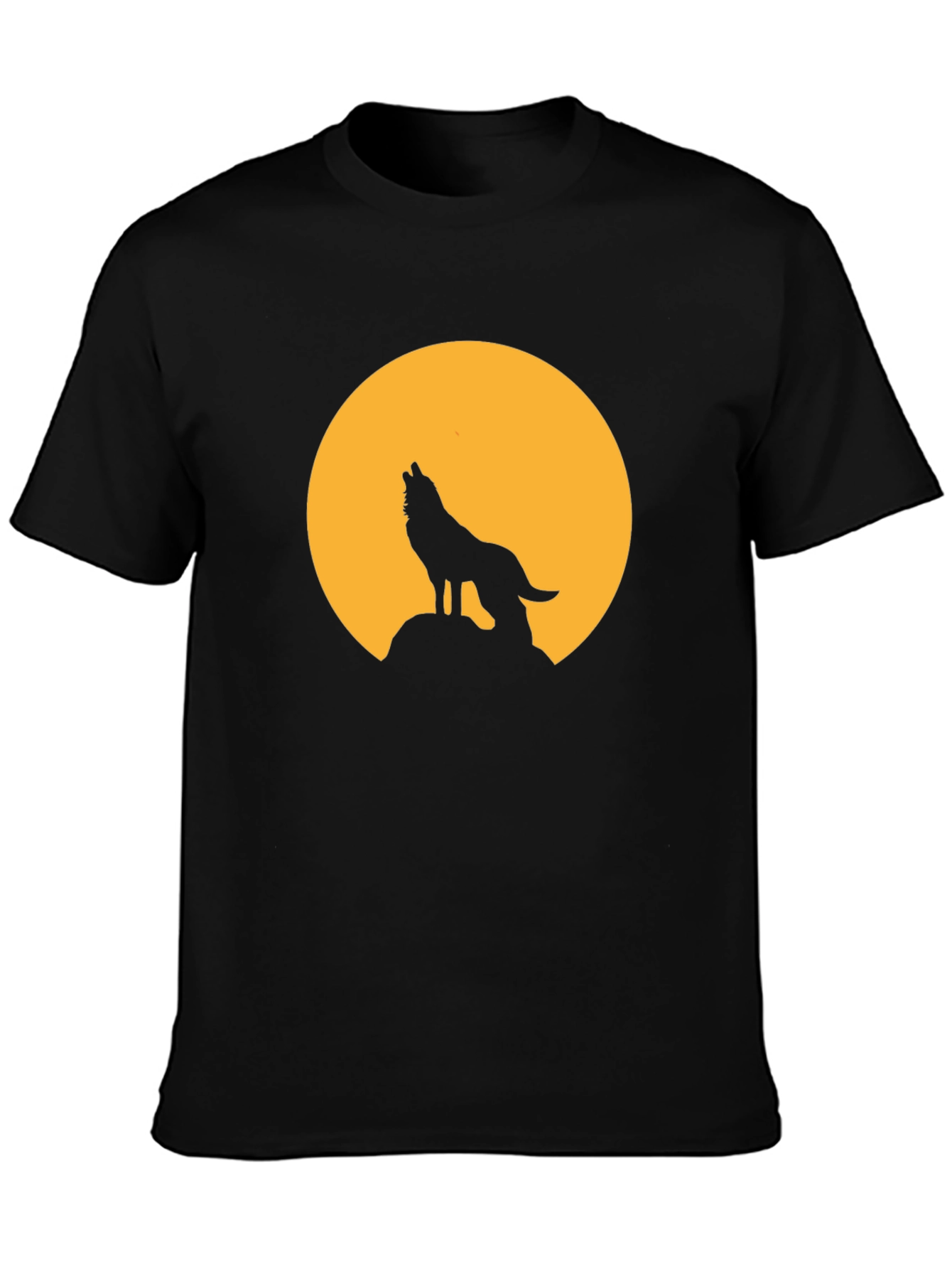 Wolf Howling at Moon Graphic Black T-Shirt