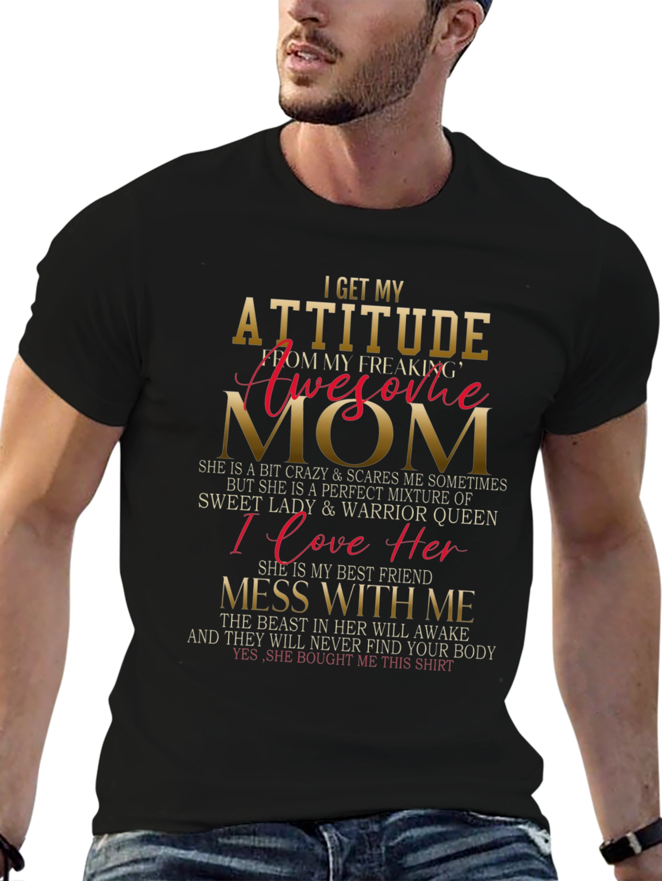 Attitude Awesome Mom Graphic T-Shirt