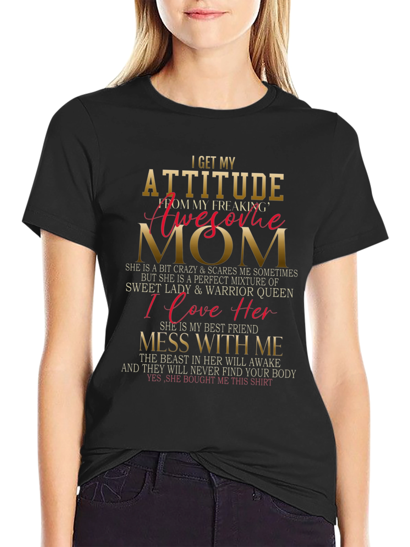 Attitude Awesome Mom Graphic T-Shirt