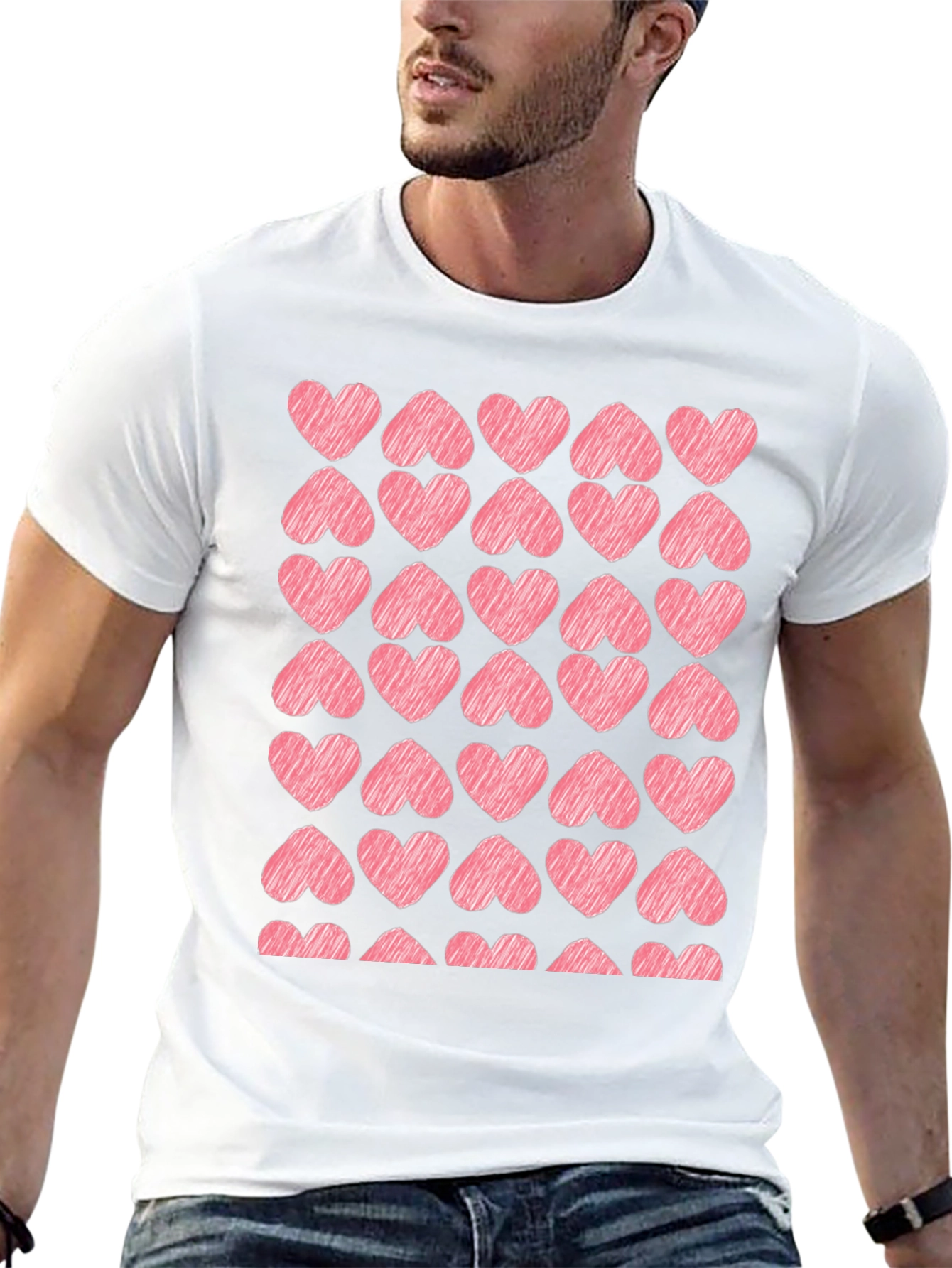Heart Scribble Graphic Black T-Shirt