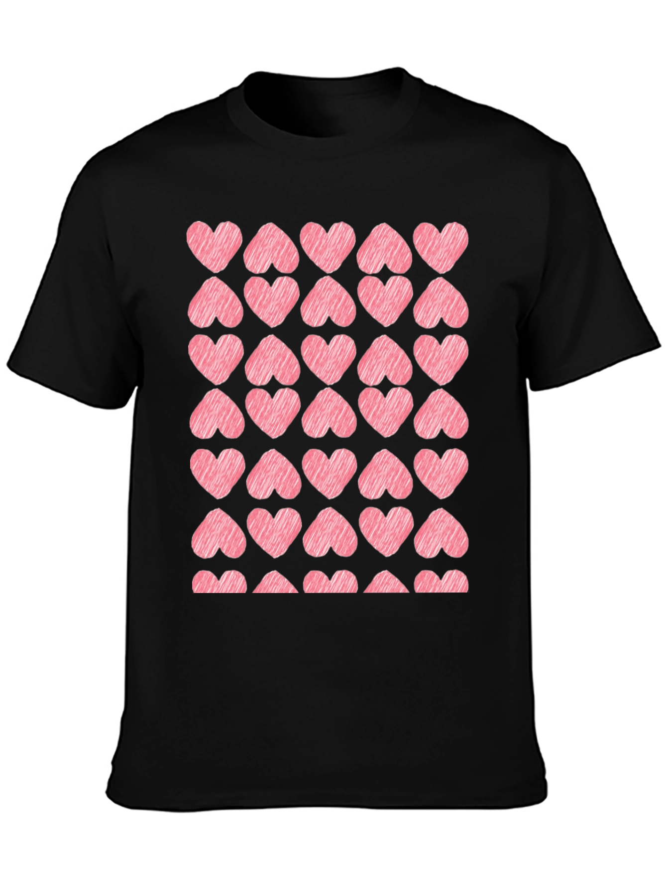Heart Scribble Graphic Black T-Shirt