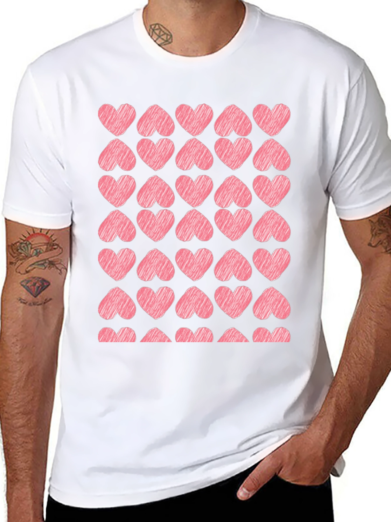 Heart Scribble Graphic Black T-Shirt