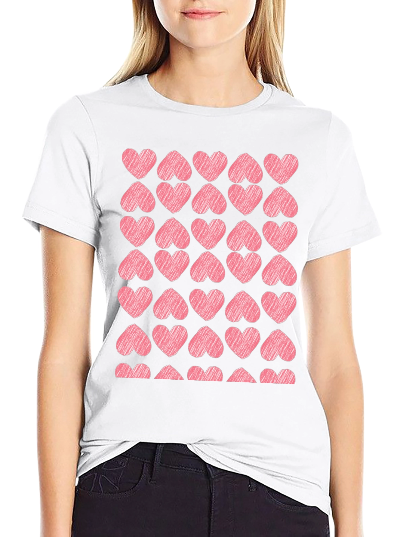 Heart Scribble Graphic Black T-Shirt