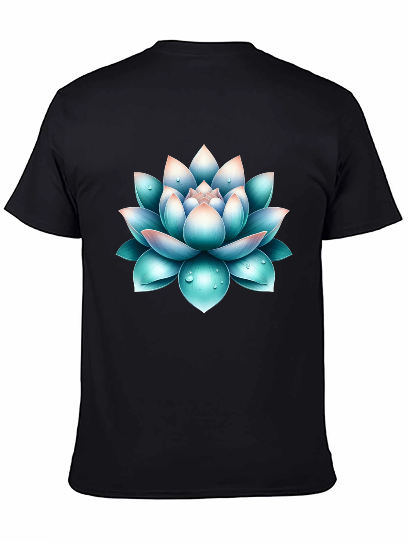 Lotus Flower Graphic Print Black T-Shirt