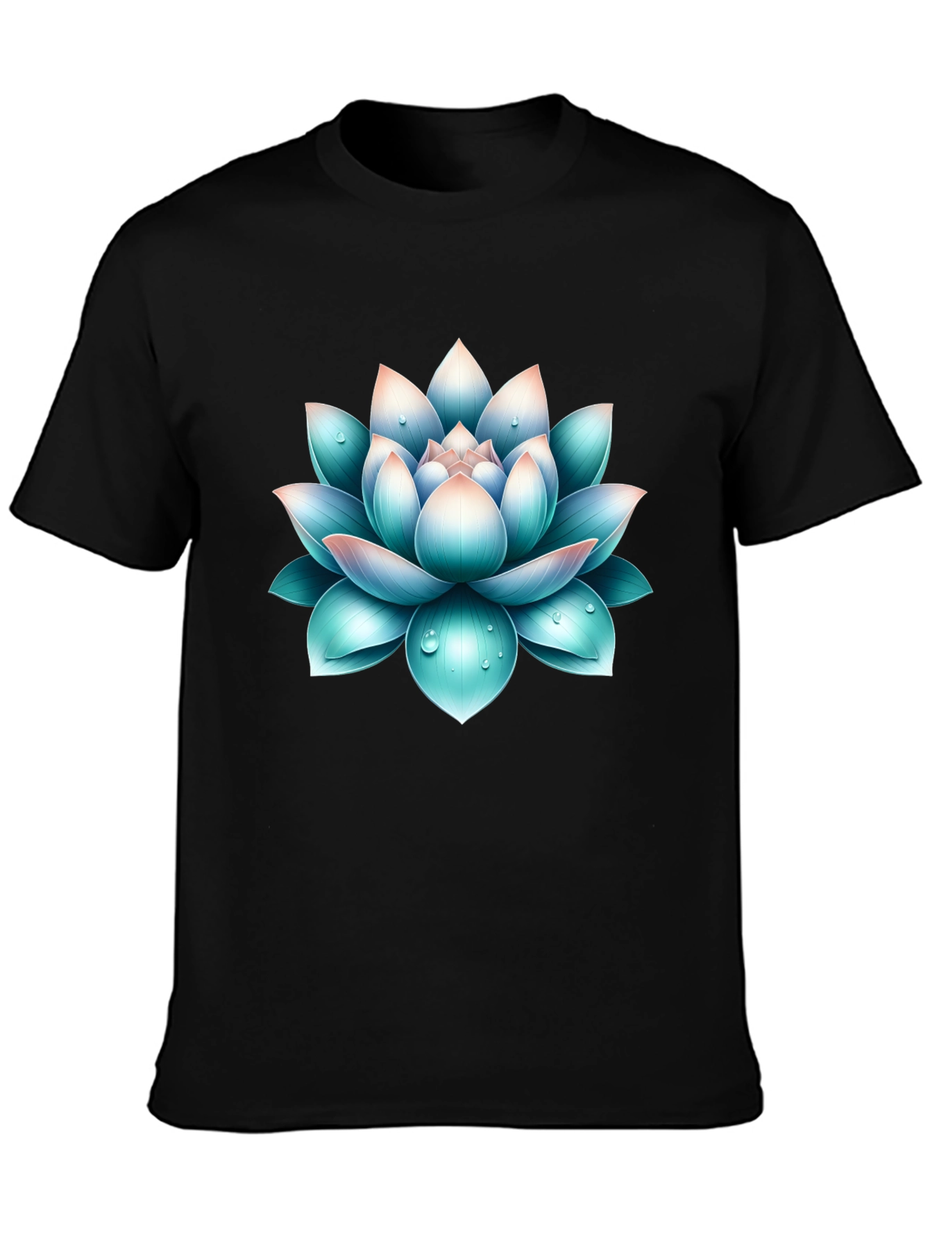 Lotus Flower Graphic Print Black T-Shirt