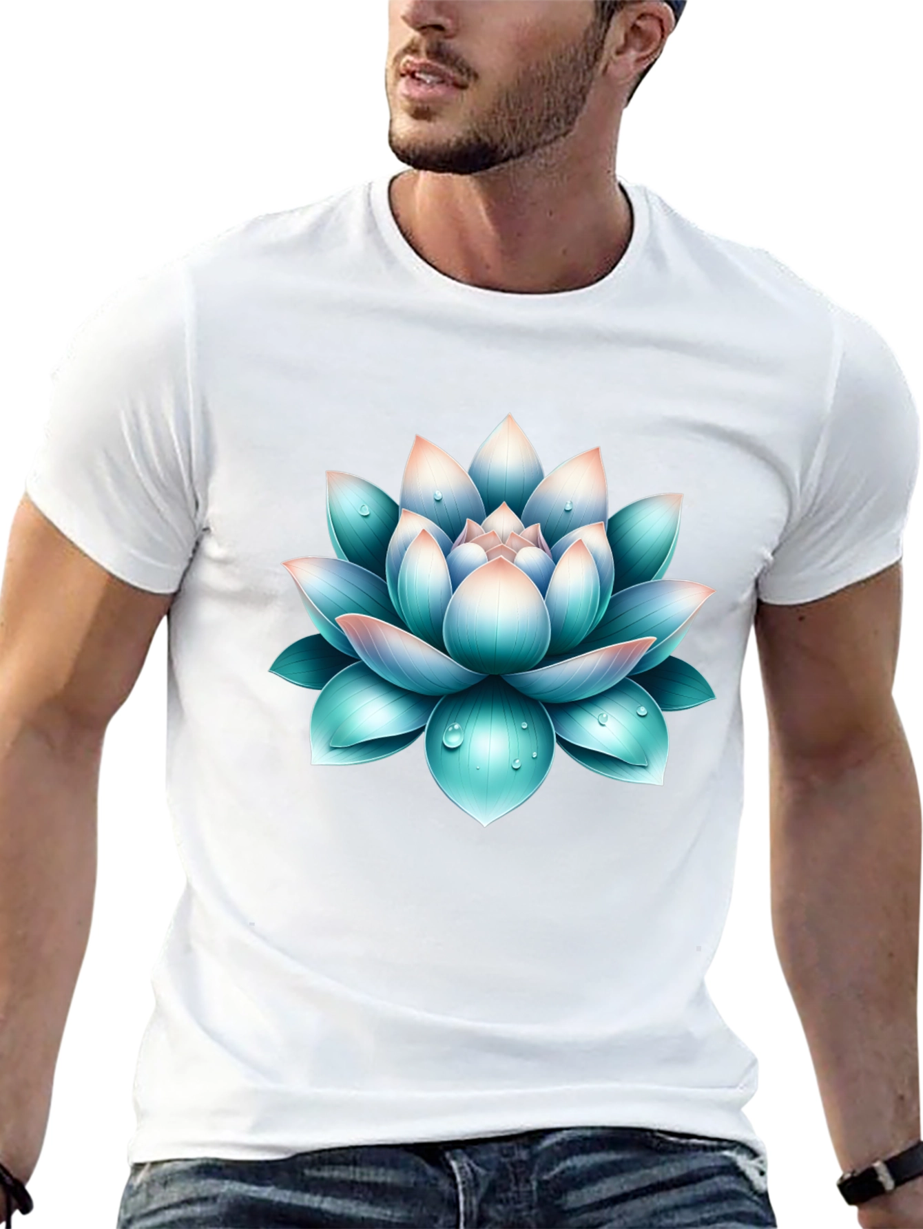 Lotus Flower Graphic Print Black T-Shirt
