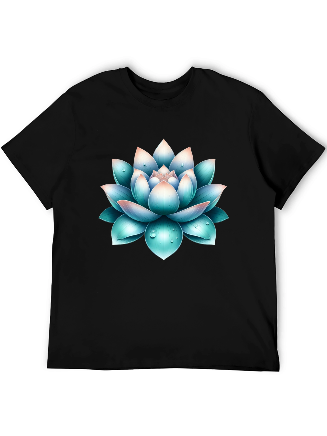 Lotus Flower Graphic Print Black T-Shirt