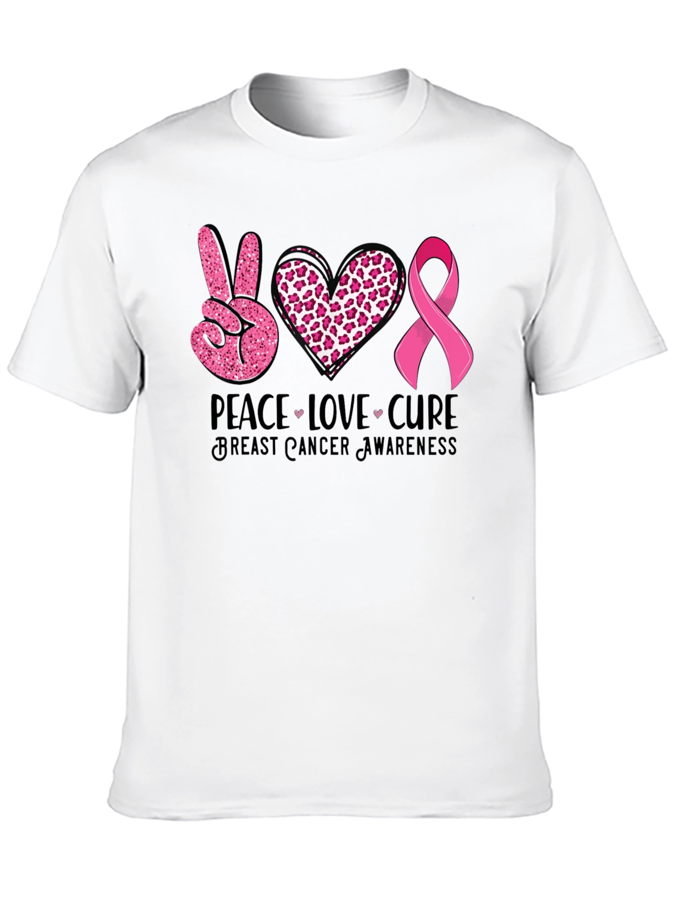 Peace Love Cure Breast Cancer Awareness T-Shirt