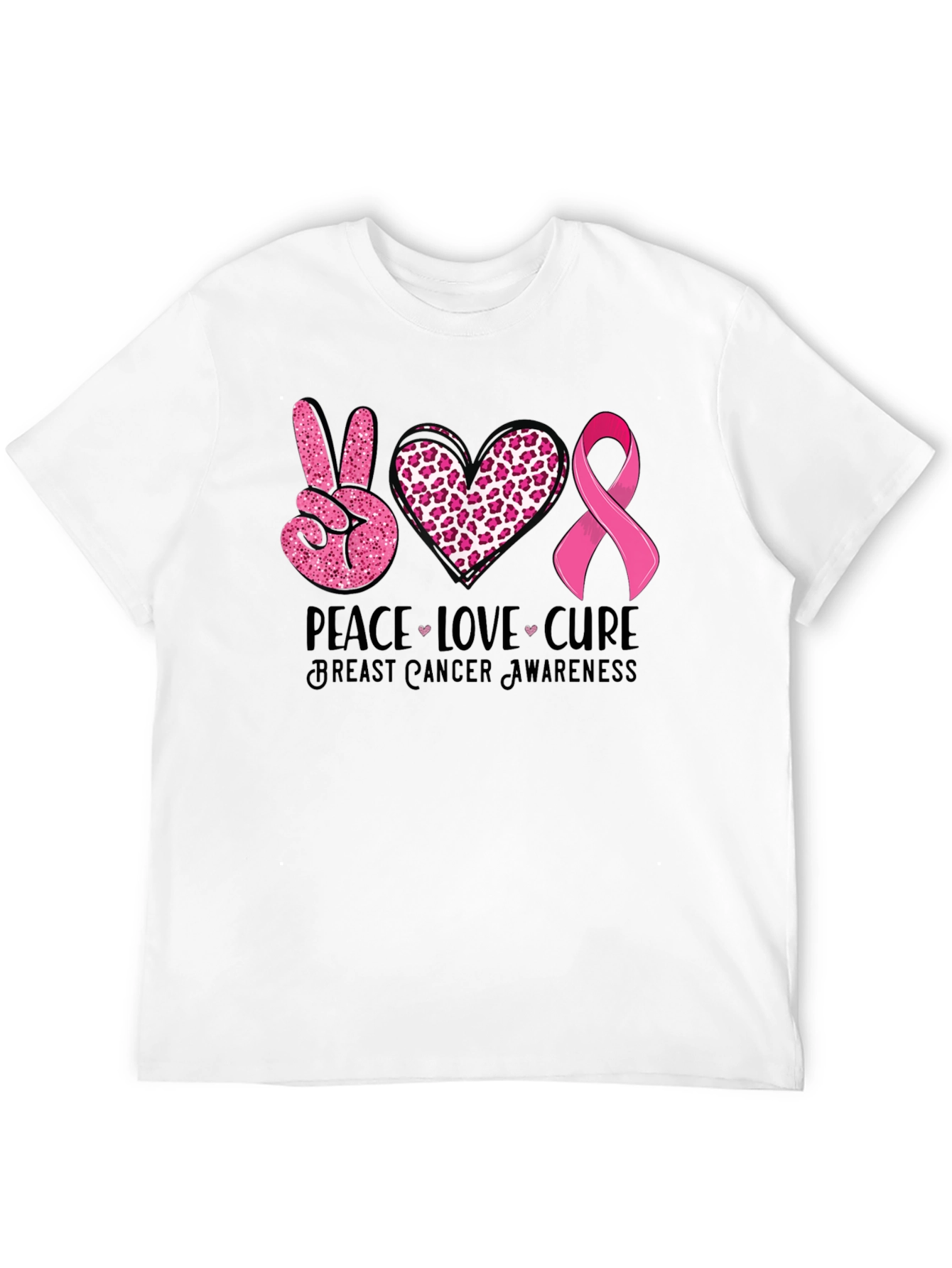 Peace Love Cure Breast Cancer Awareness T-Shirt