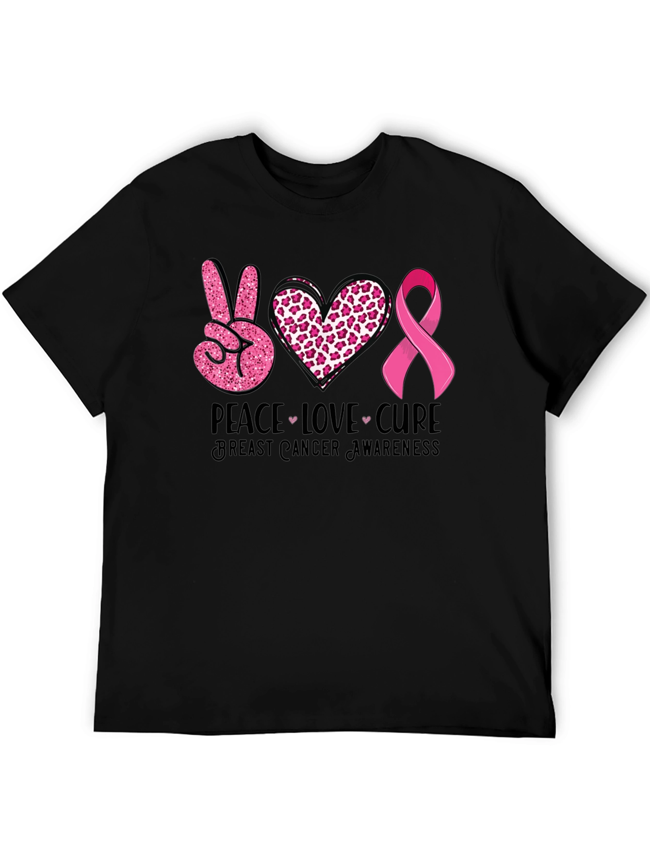 Peace Love Cure Breast Cancer Awareness T-Shirt