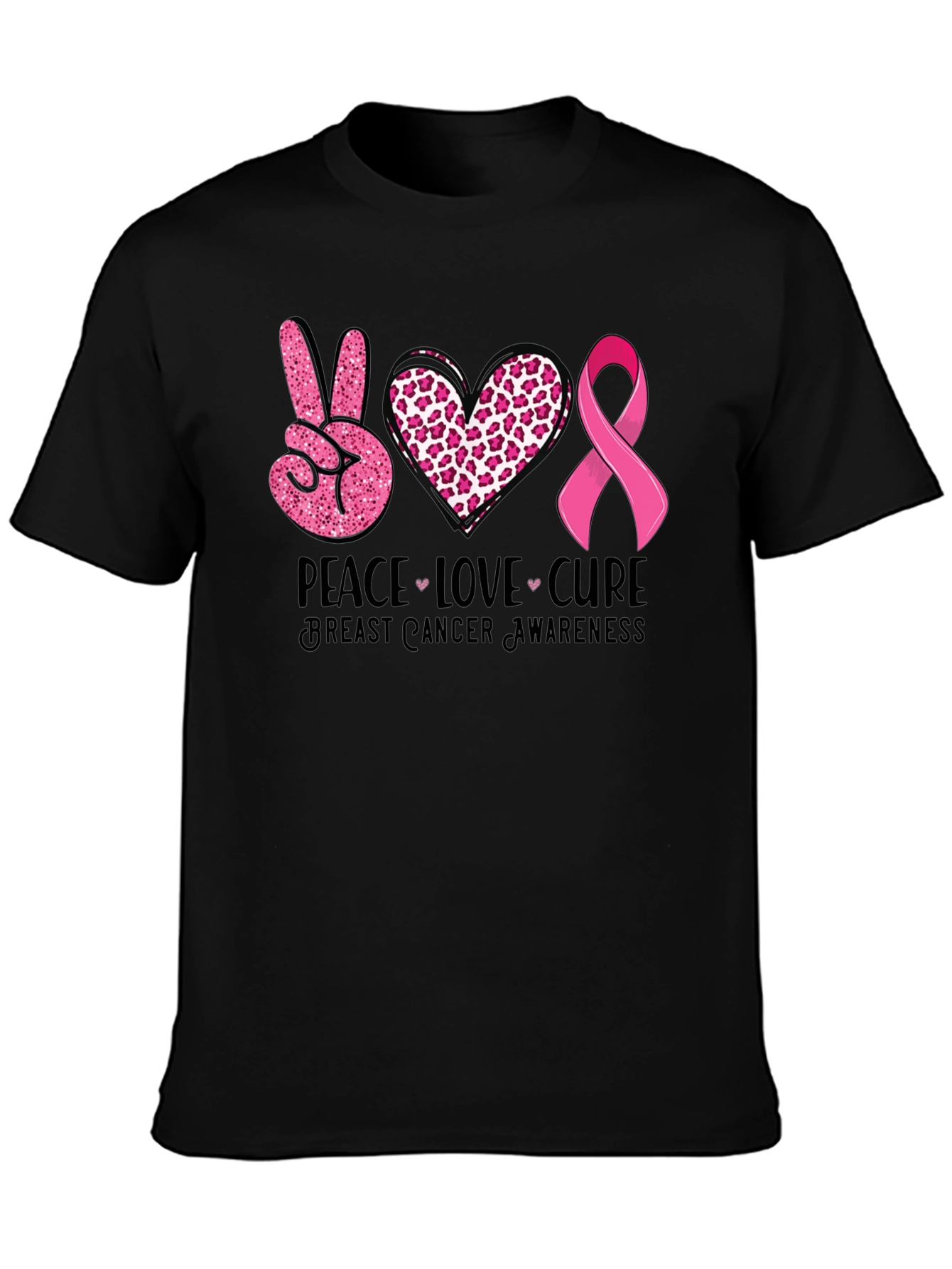 Peace Love Cure Breast Cancer Awareness T-Shirt
