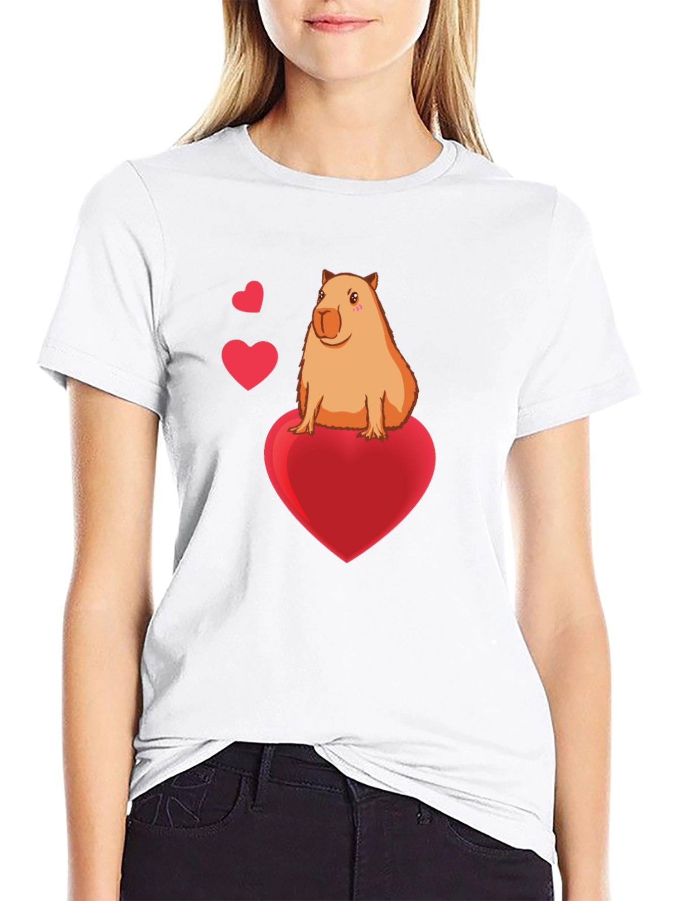 Capybara Heart Graphic Tee - Cute Animal Lover Shirt