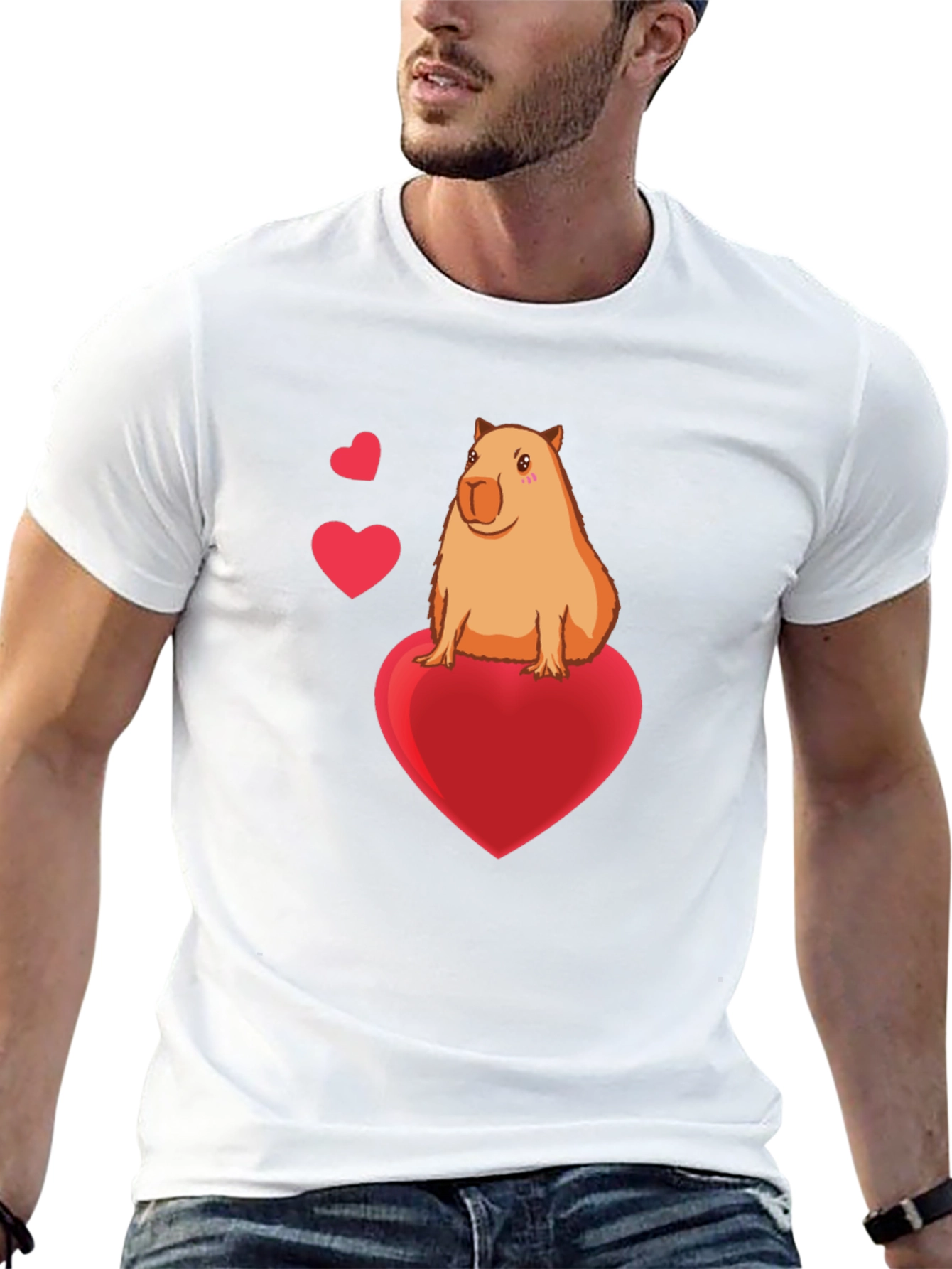 Capybara Heart Graphic Tee - Cute Animal Lover Shirt