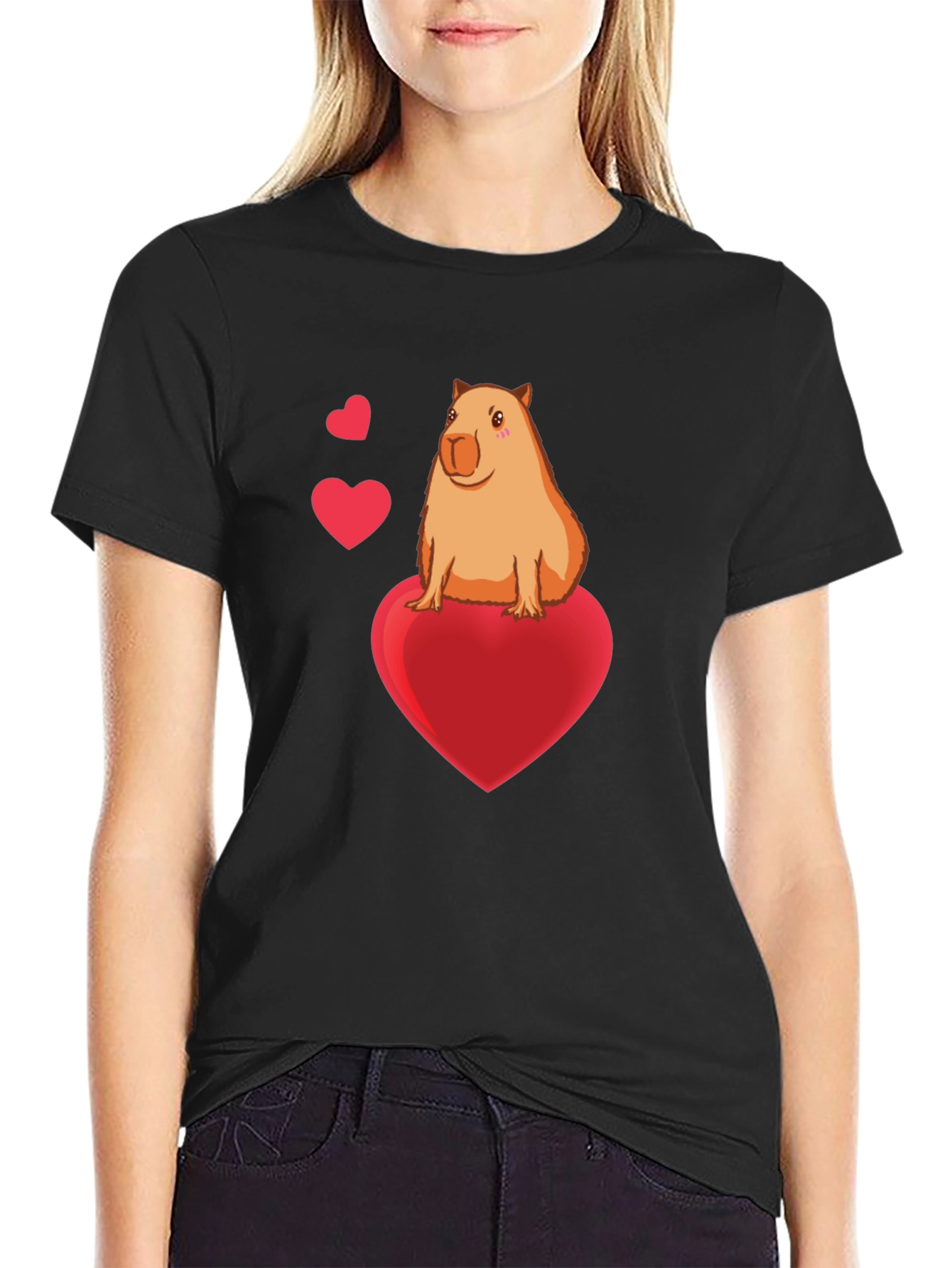 Capybara Heart Graphic Tee - Cute Animal Lover Shirt