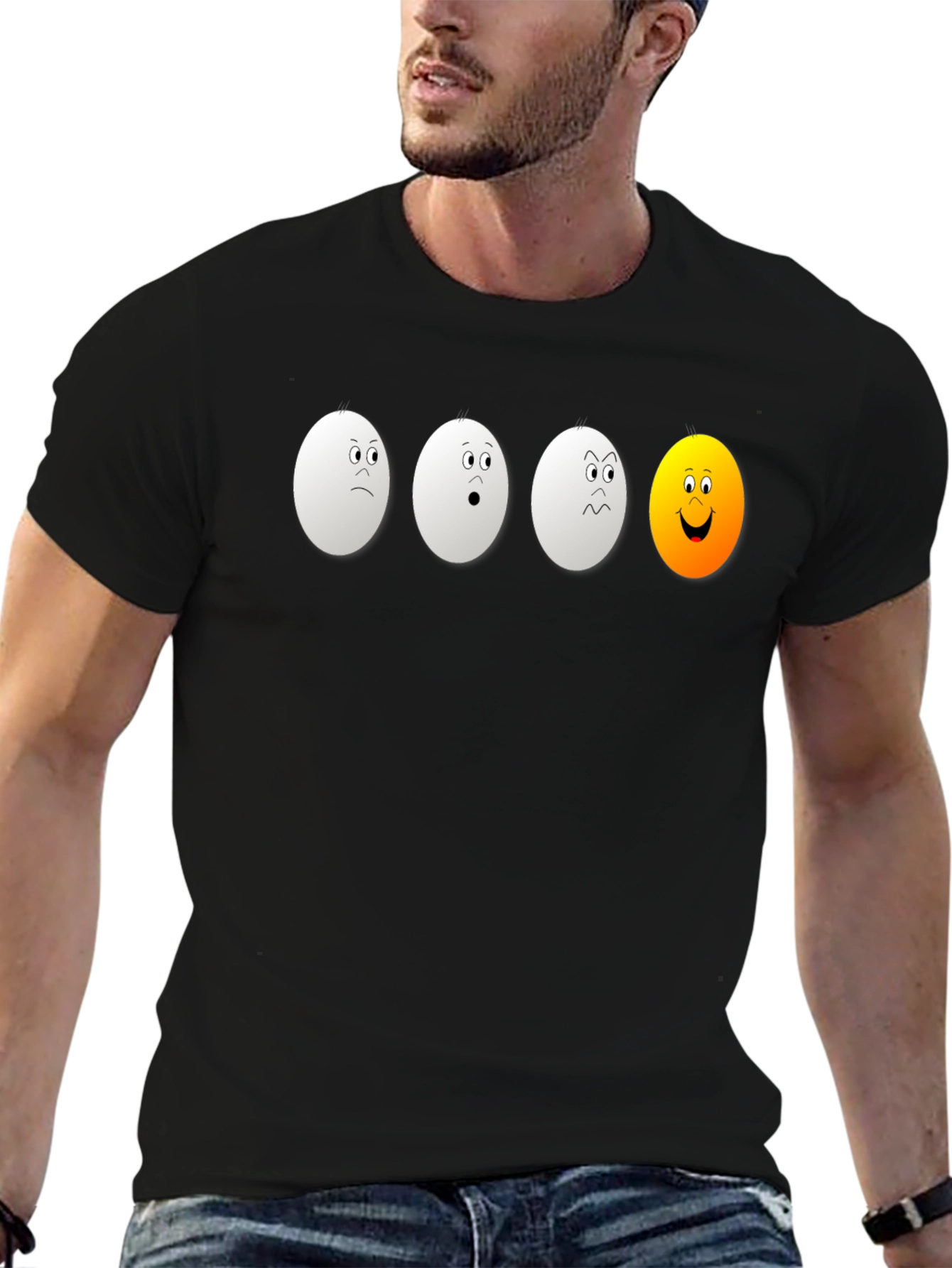 Egg Expression Black T-Shirt: Unique & Funny