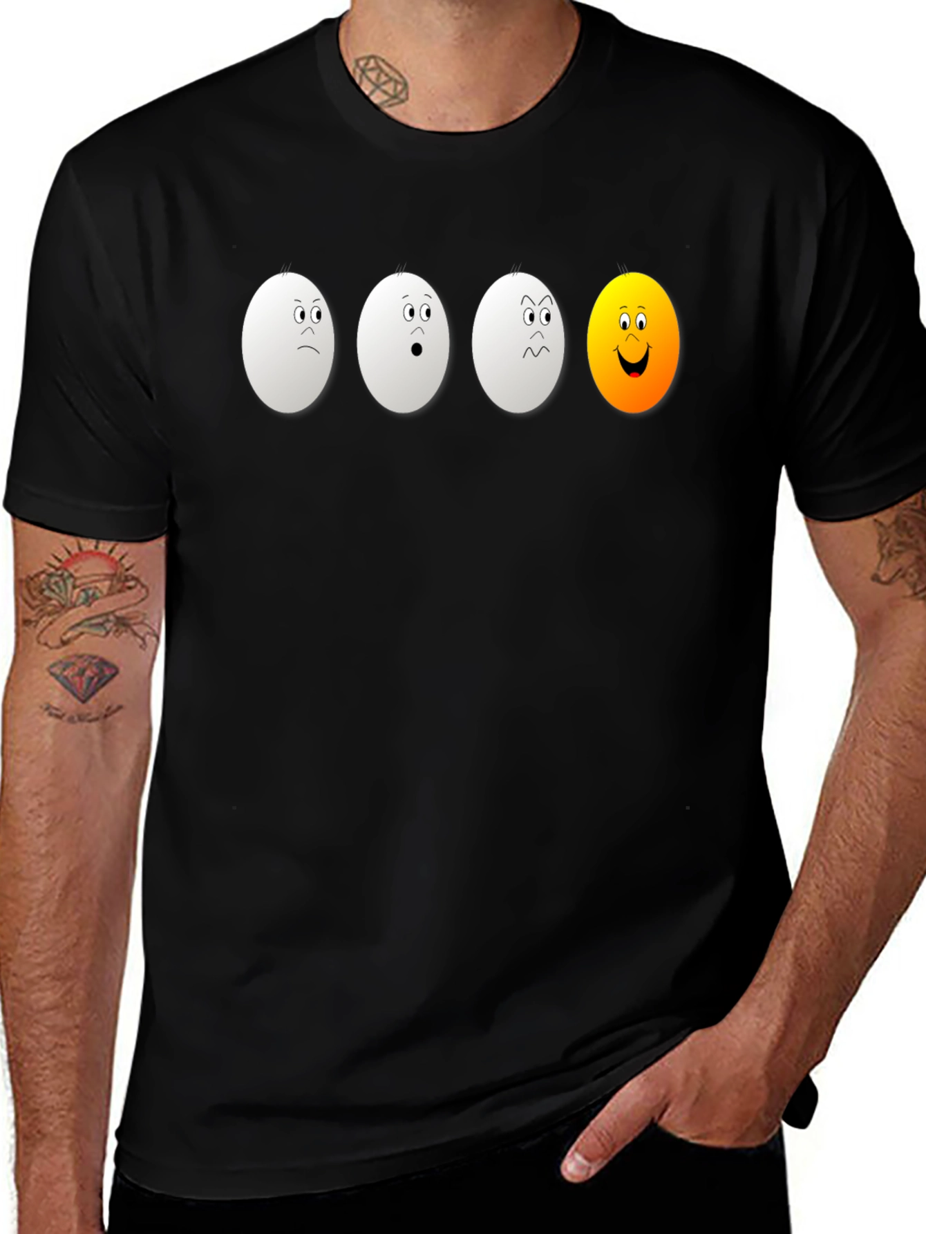 Egg Expression Black T-Shirt: Unique & Funny