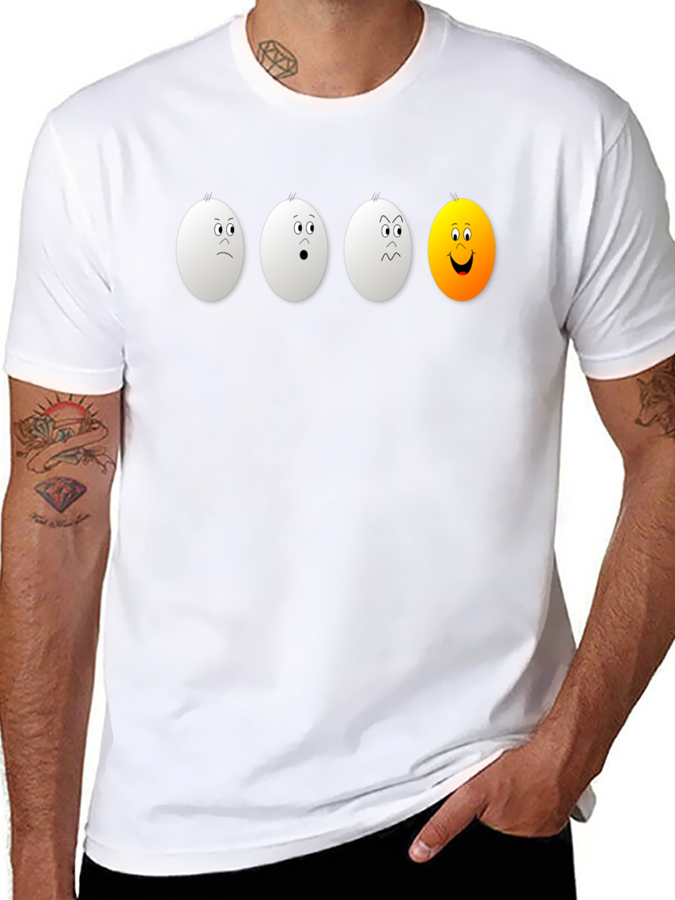 Egg Expression Black T-Shirt: Unique & Funny