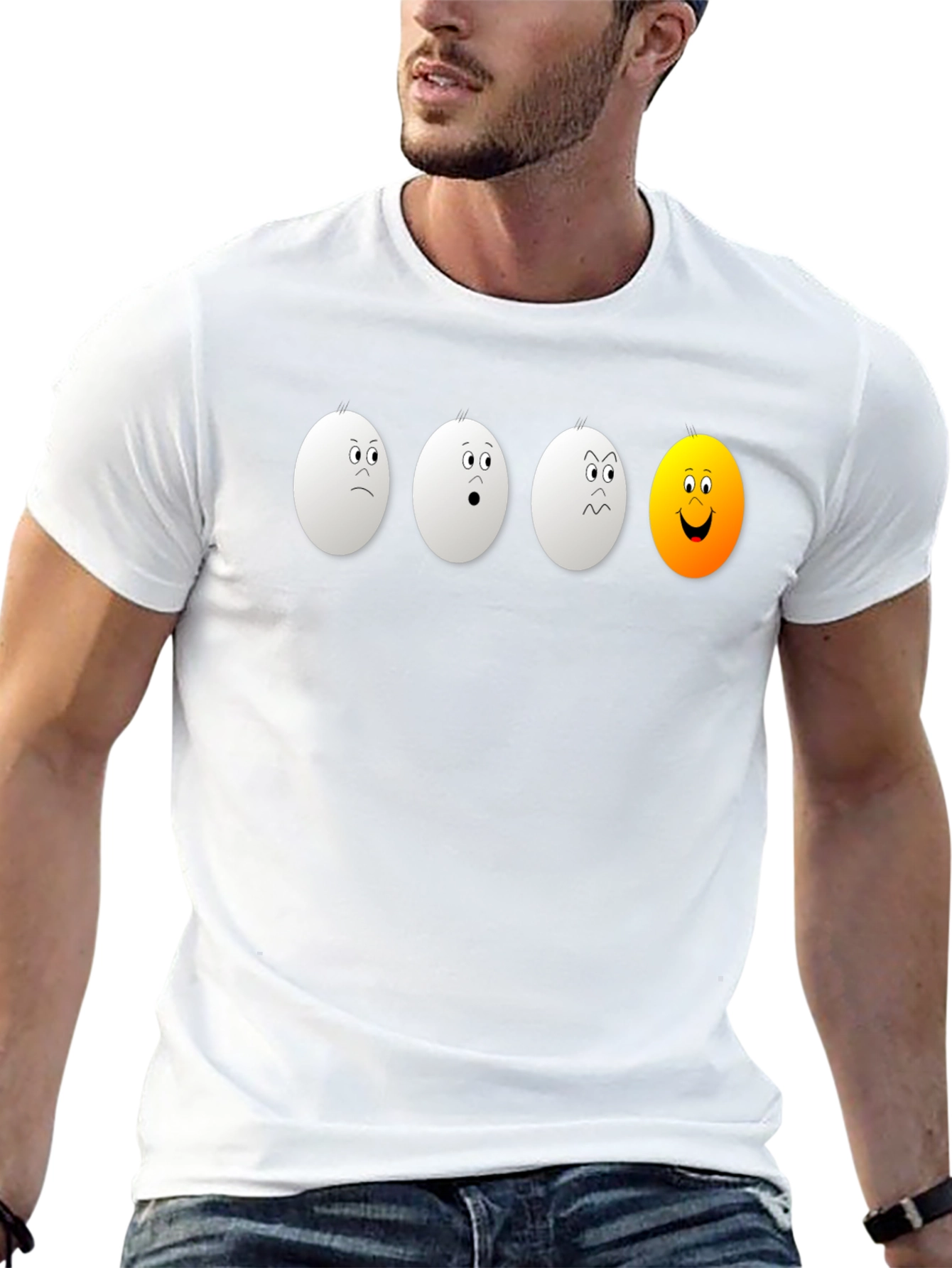 Egg Expression Black T-Shirt: Unique & Funny