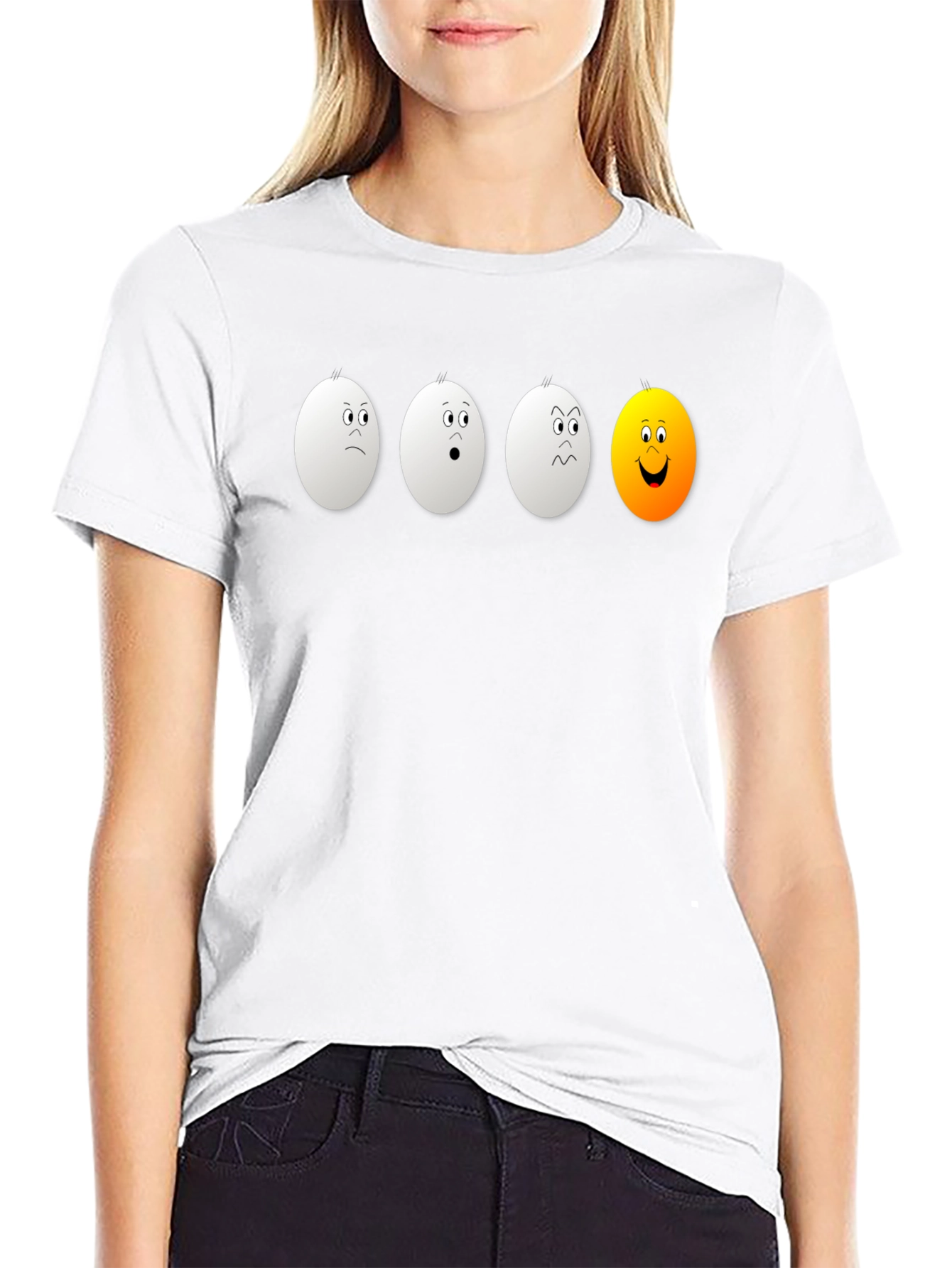 Egg Expression Black T-Shirt: Unique & Funny