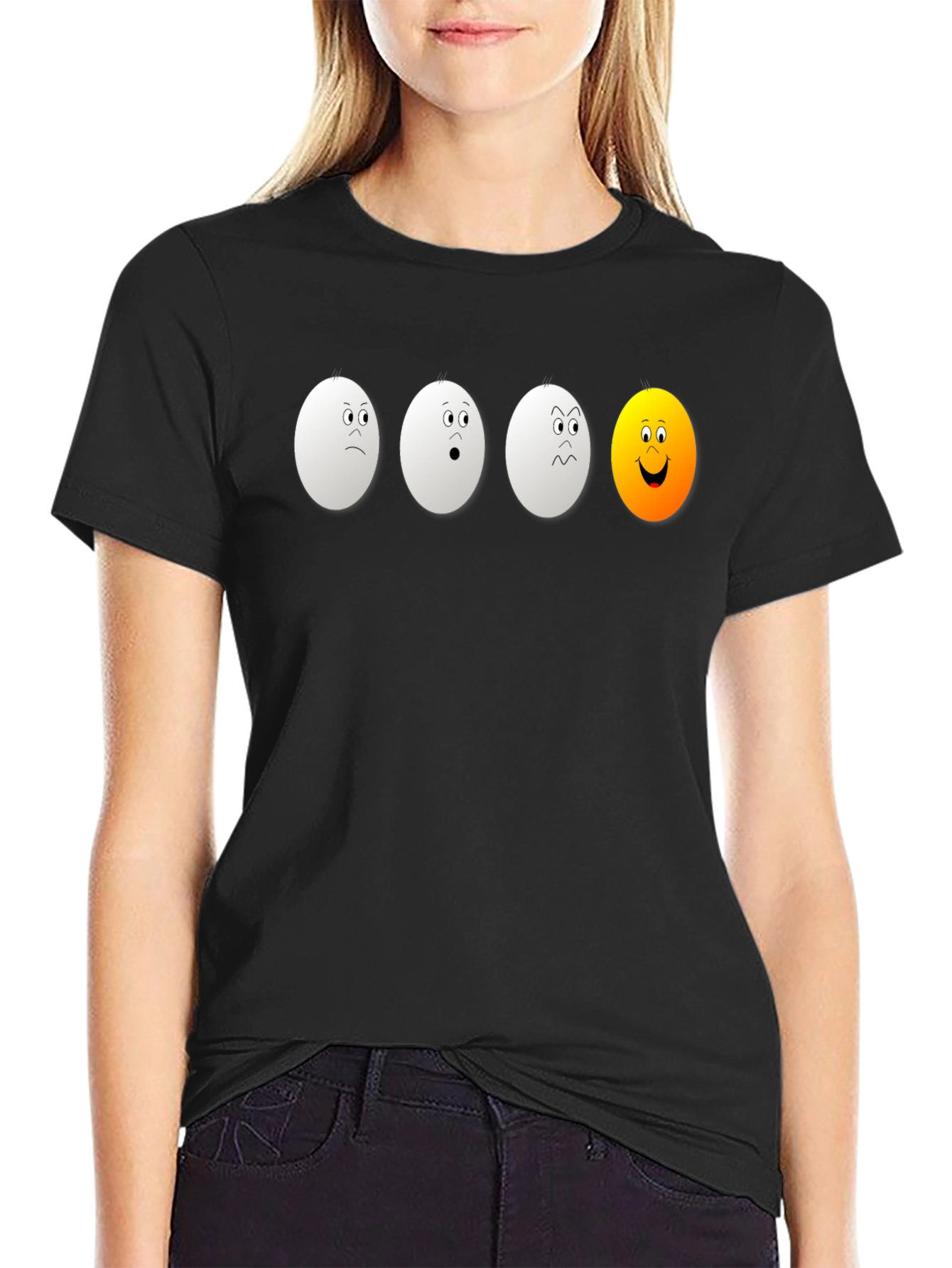 Egg Expression Black T-Shirt: Unique & Funny