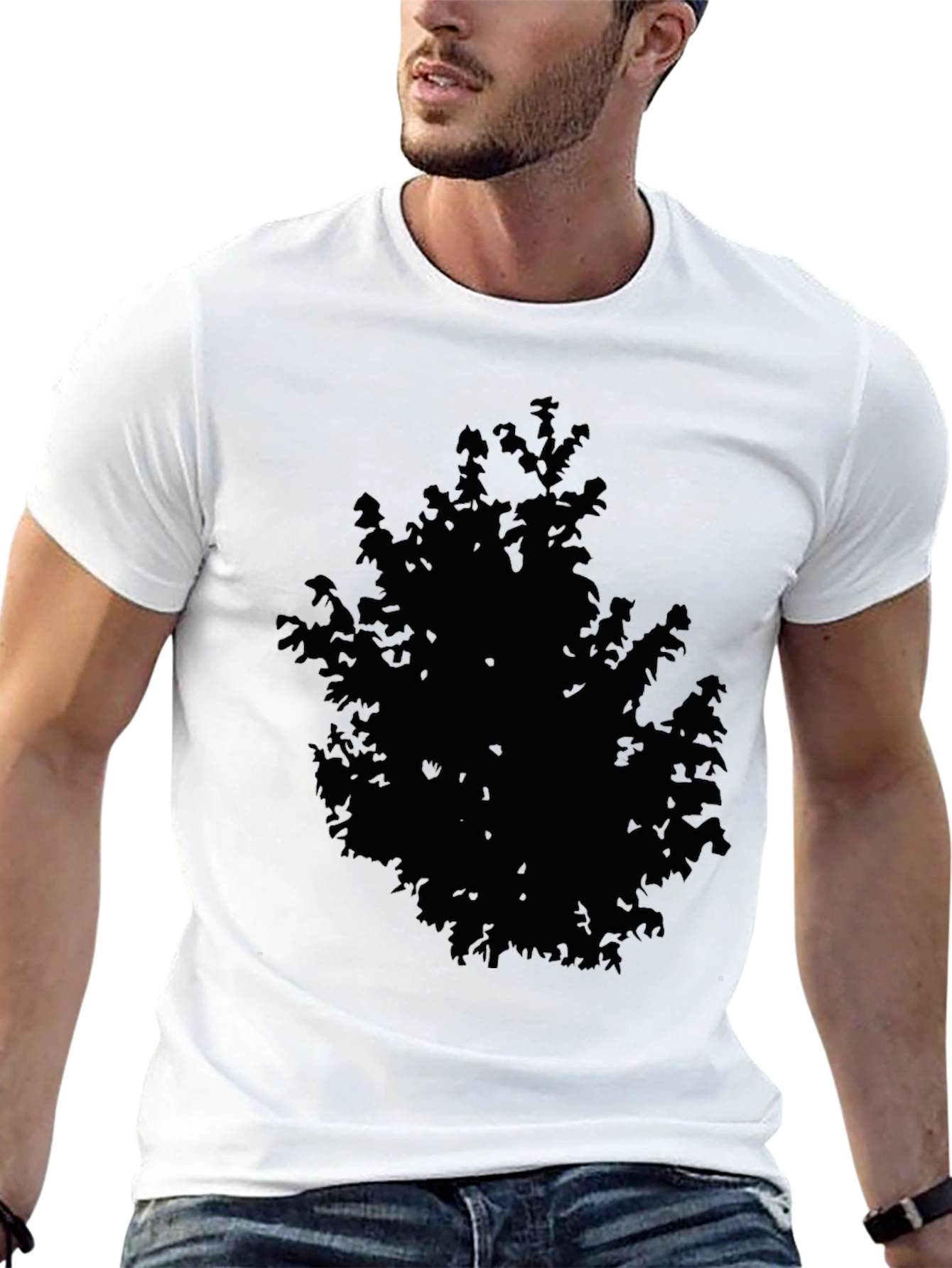 Black Tree Silhouette Graphic Tee - Mens Casual Shirt