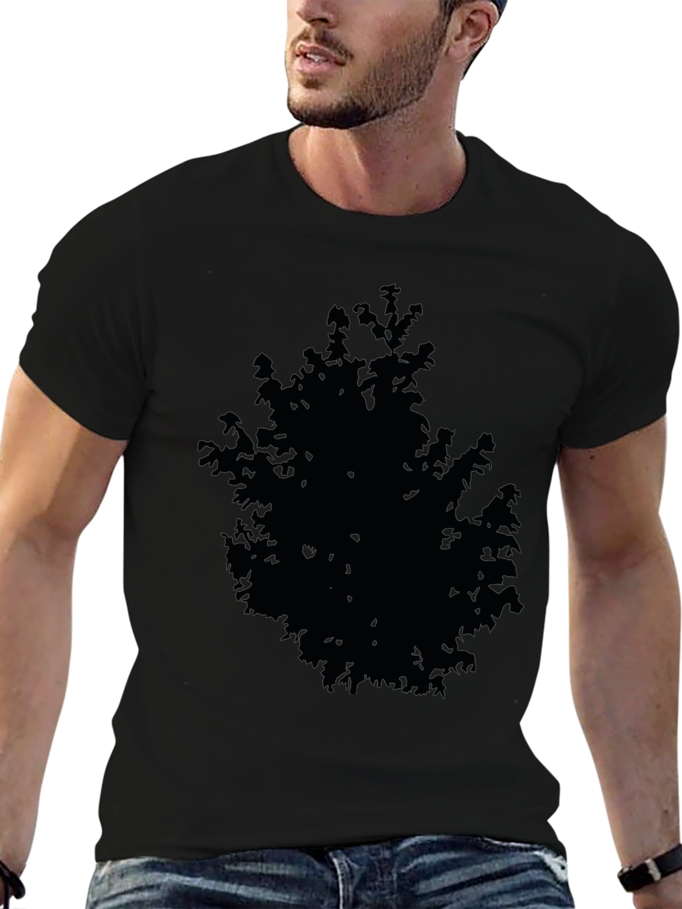 Black Tree Silhouette Graphic Tee - Mens Casual Shirt