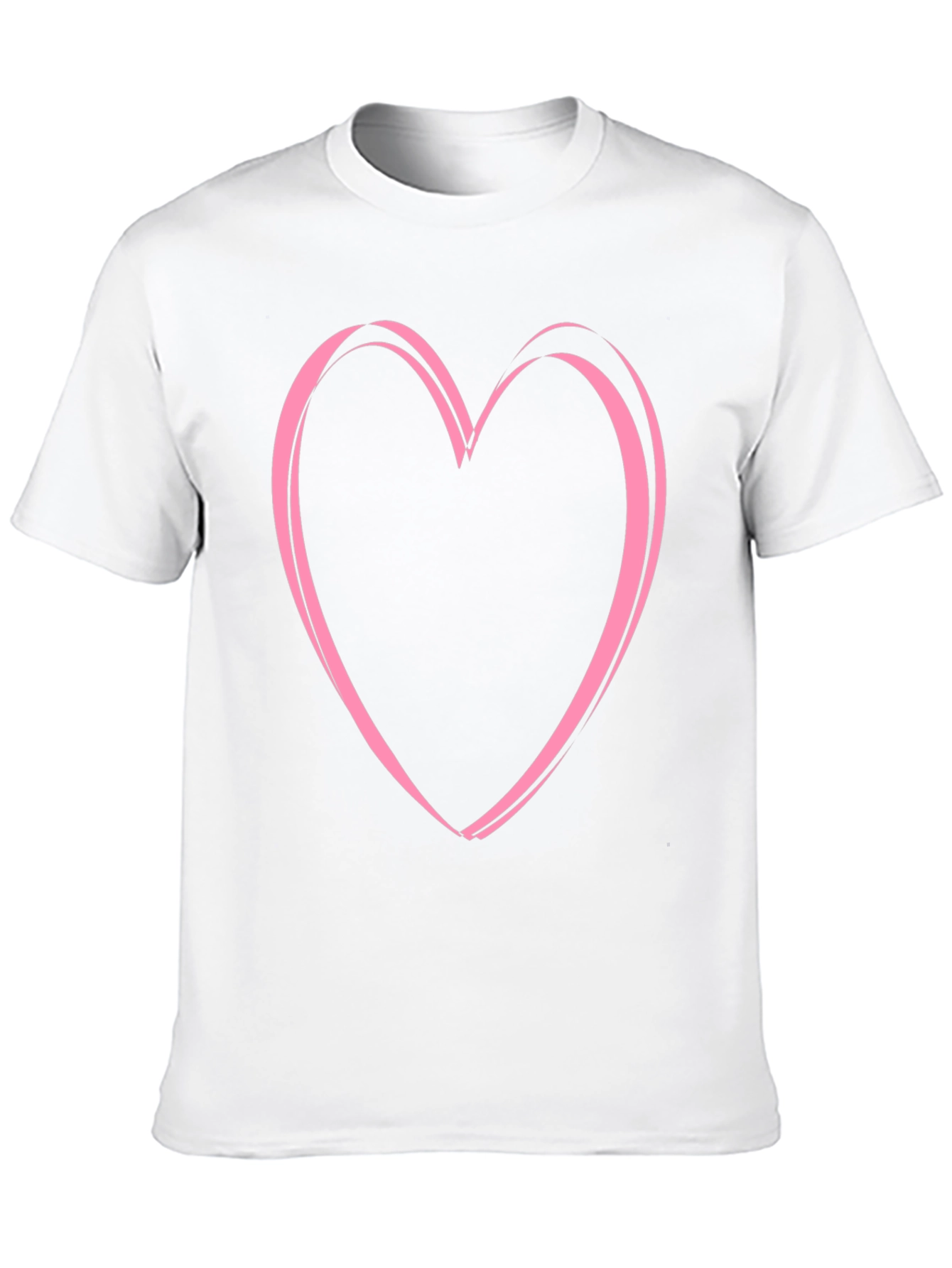 Pink Heart Graphic Black Tee - Casual Style