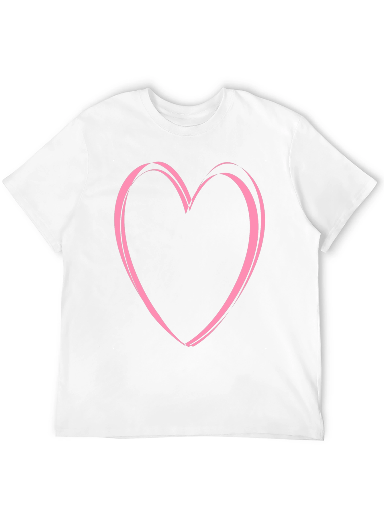Pink Heart Graphic Black Tee - Casual Style