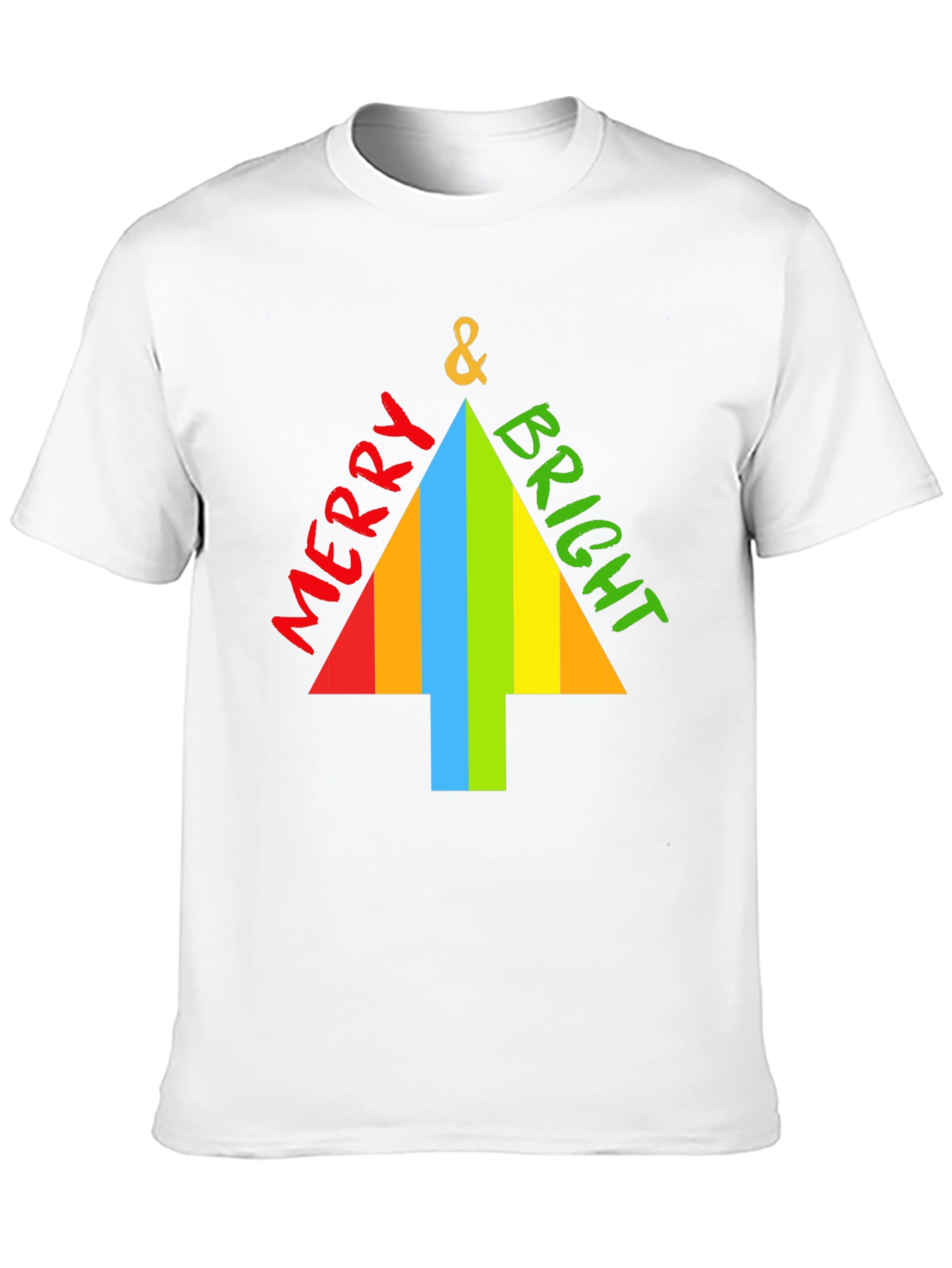 Merry & Bright Christmas Tree Graphic Tee - Black