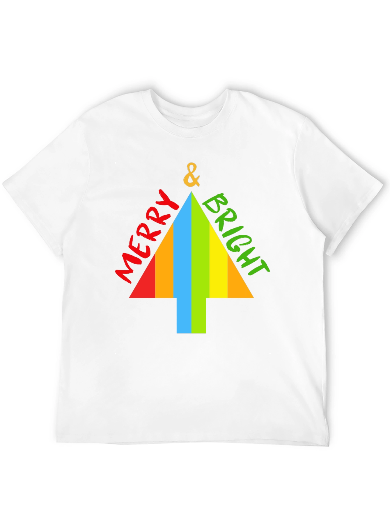 Merry & Bright Christmas Tree Graphic Tee - Black