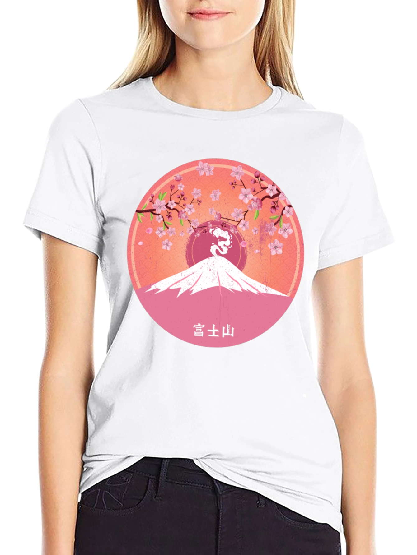 Mount Fuji Cherry Blossom Graphic Tee