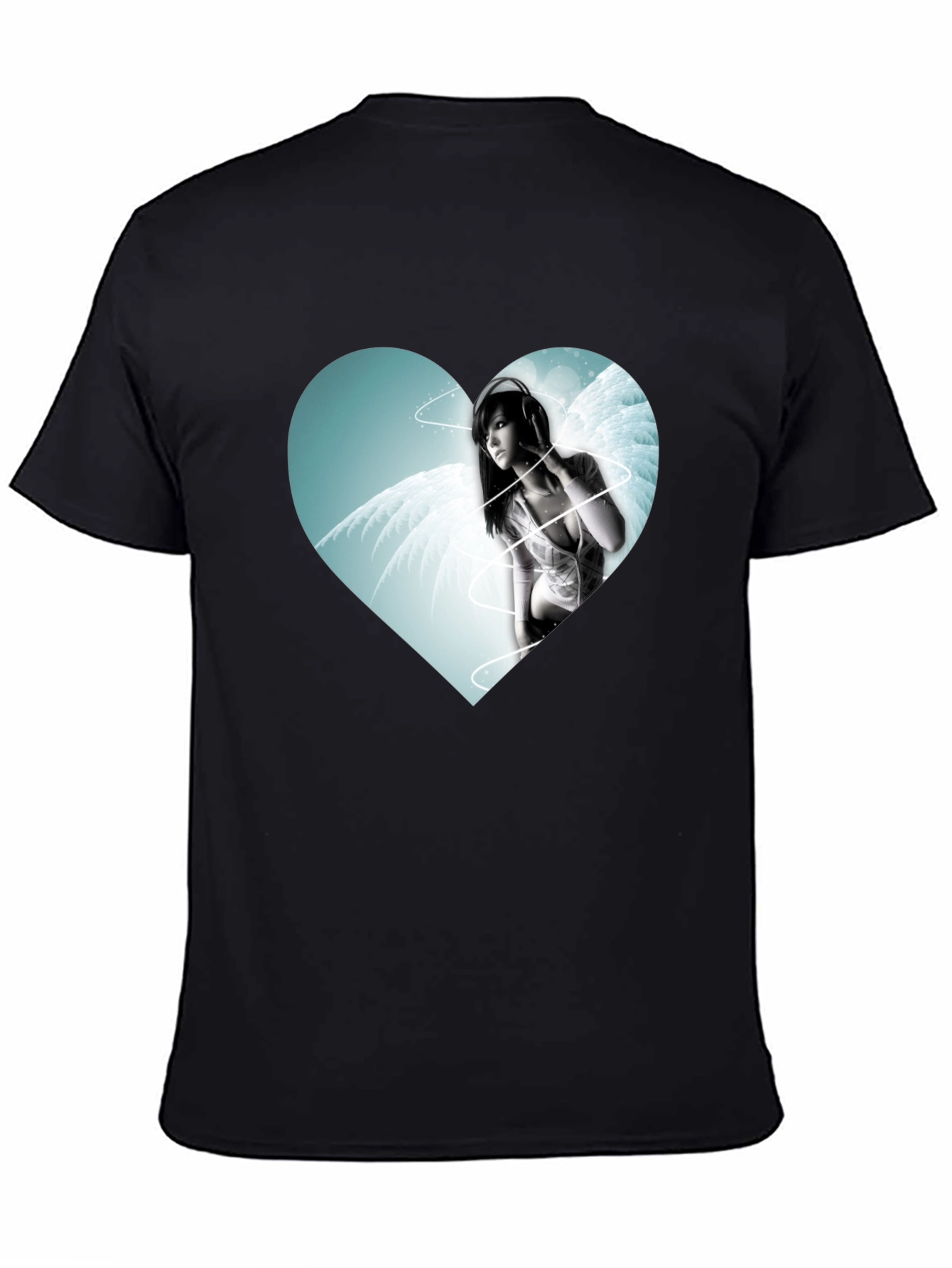 Heart Angel Graphic Black T-Shirt