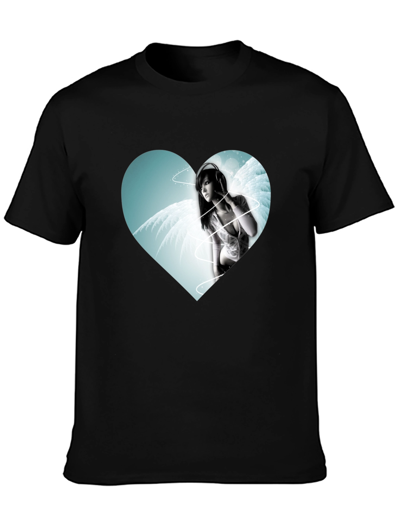 Heart Angel Graphic Black T-Shirt