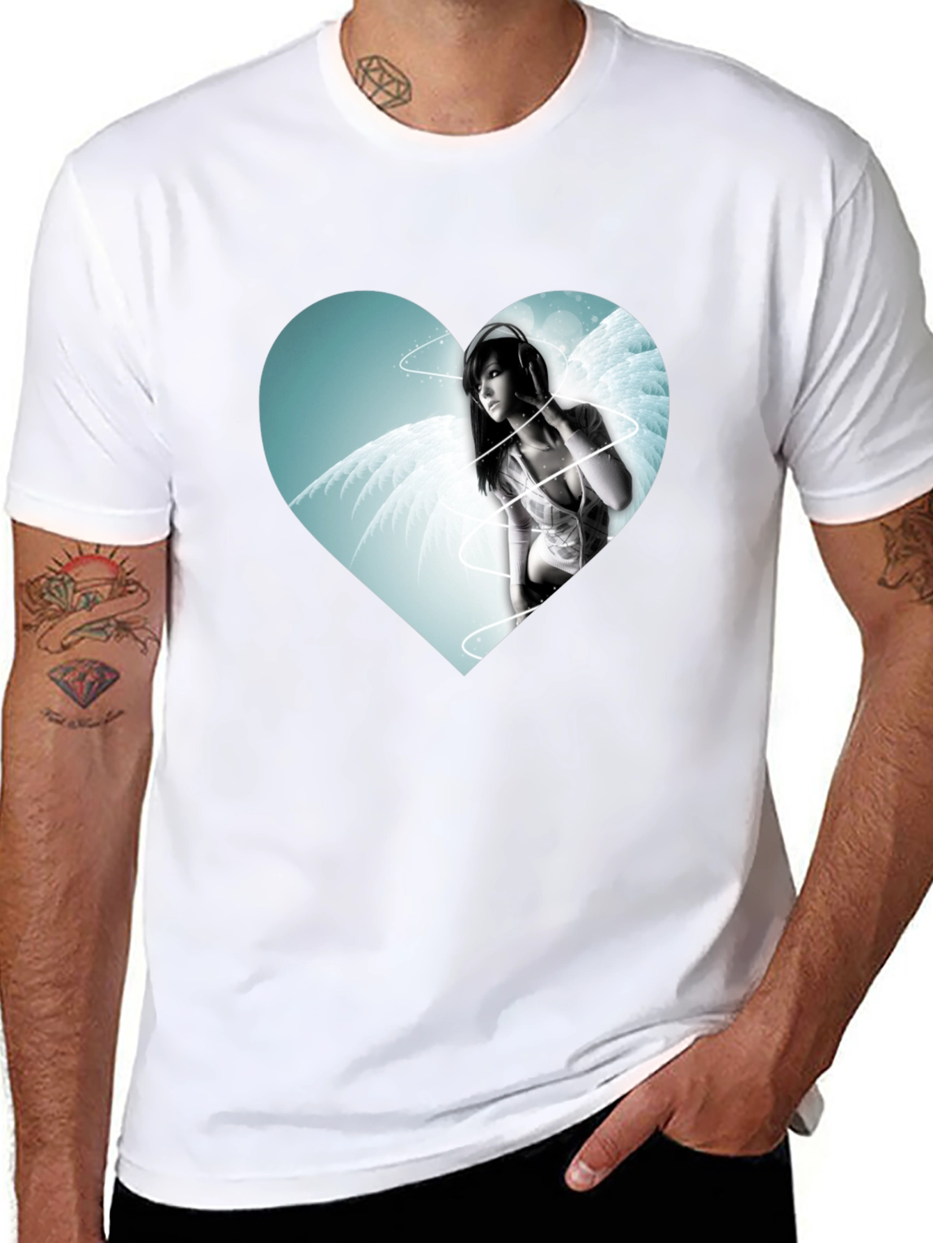 Heart Angel Graphic Black T-Shirt