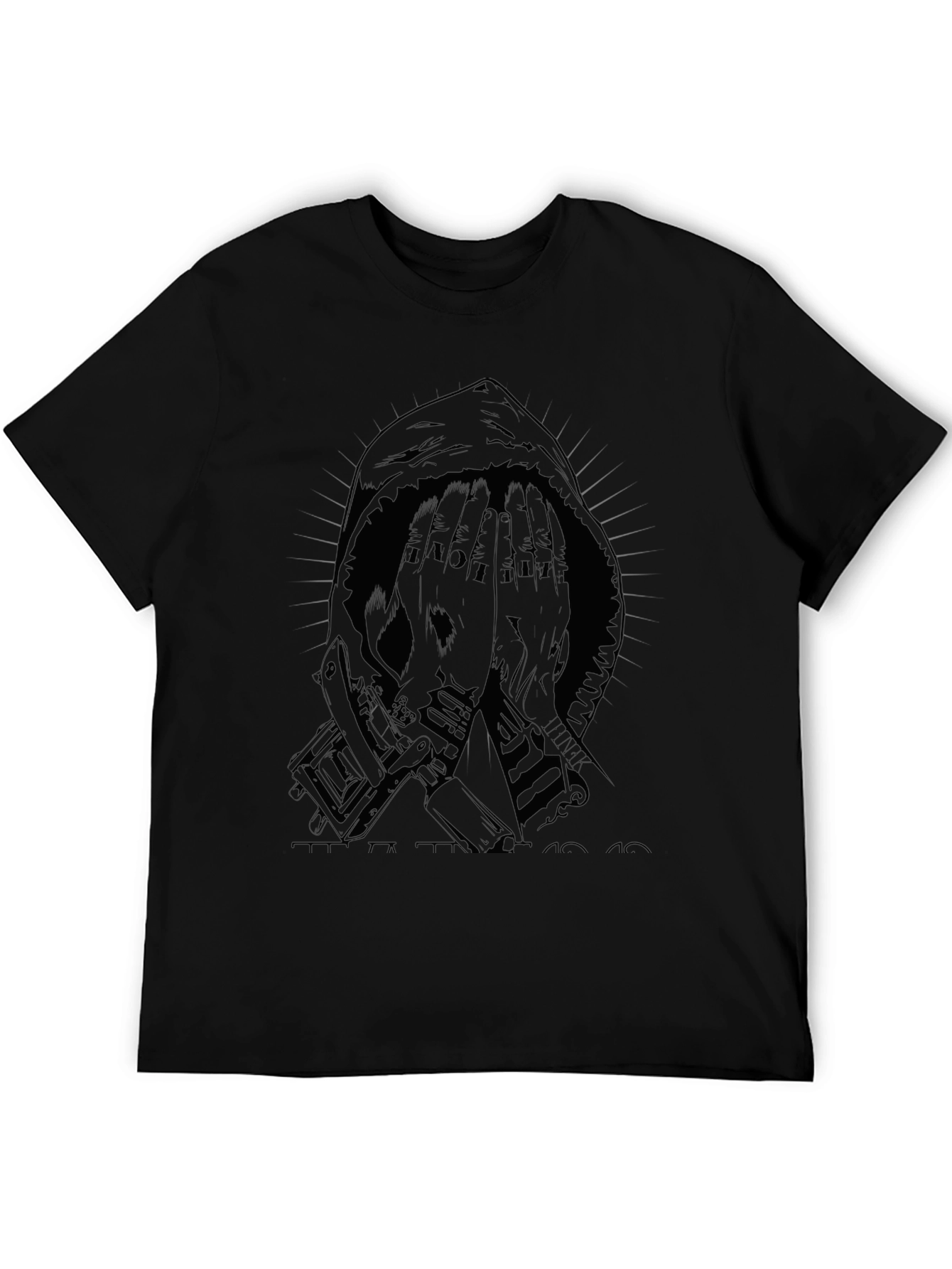 Graphic Hooded Figure Black T-Shirt