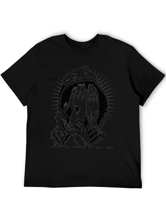 Graphic Hooded Figure Black T-Shirt