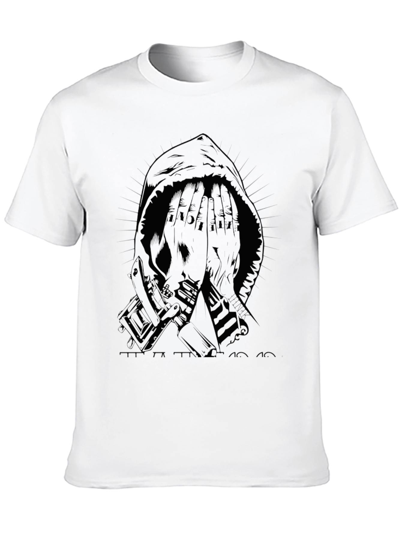 Graphic Hooded Figure Black T-Shirt