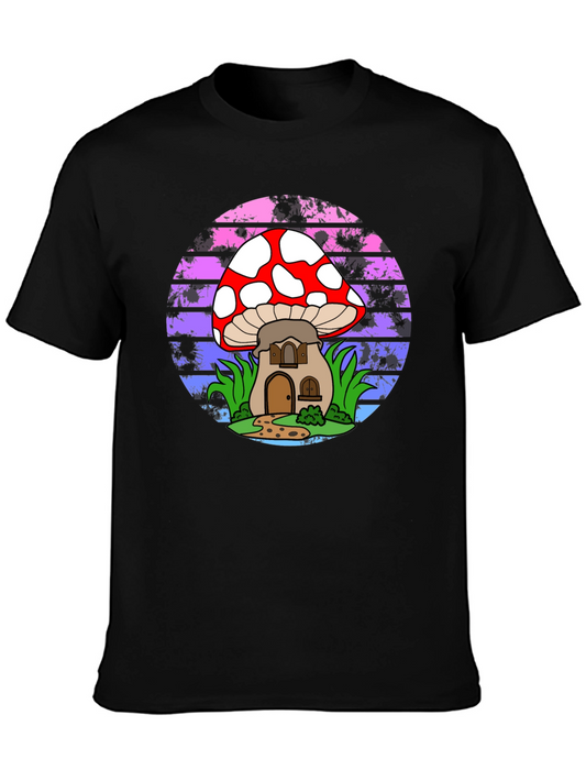 Mushroom House Graphic T-Shirt - Unique Nature Design