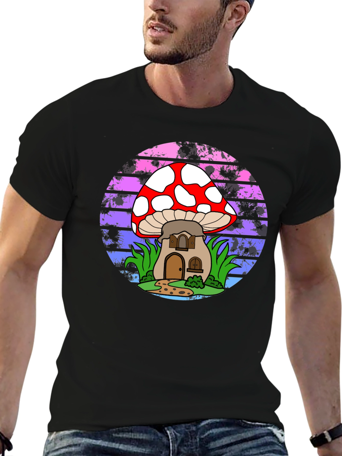 Mushroom House Graphic T-Shirt - Unique Nature Design