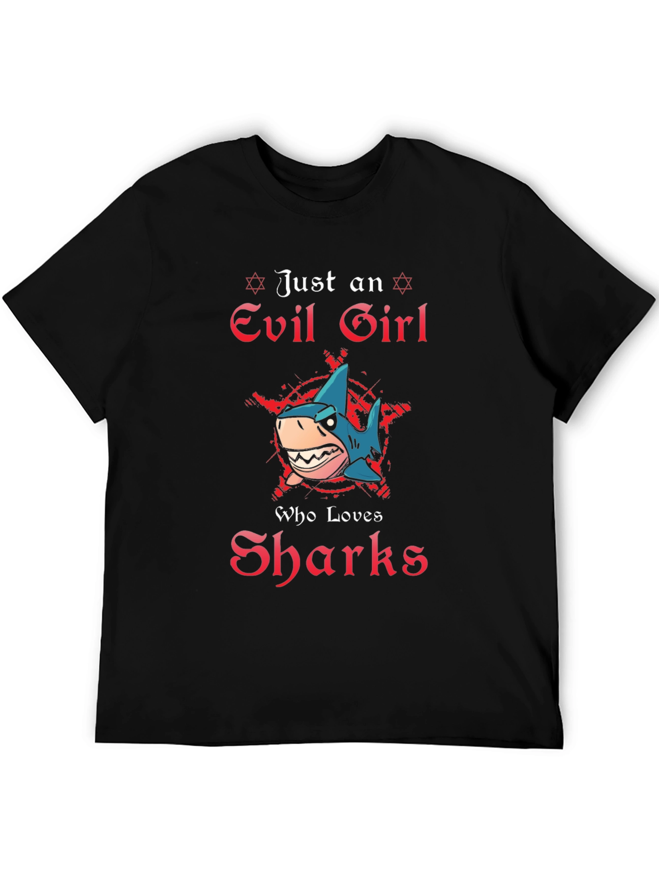 Evil Girl Shark Lover Graphic T-Shirt
