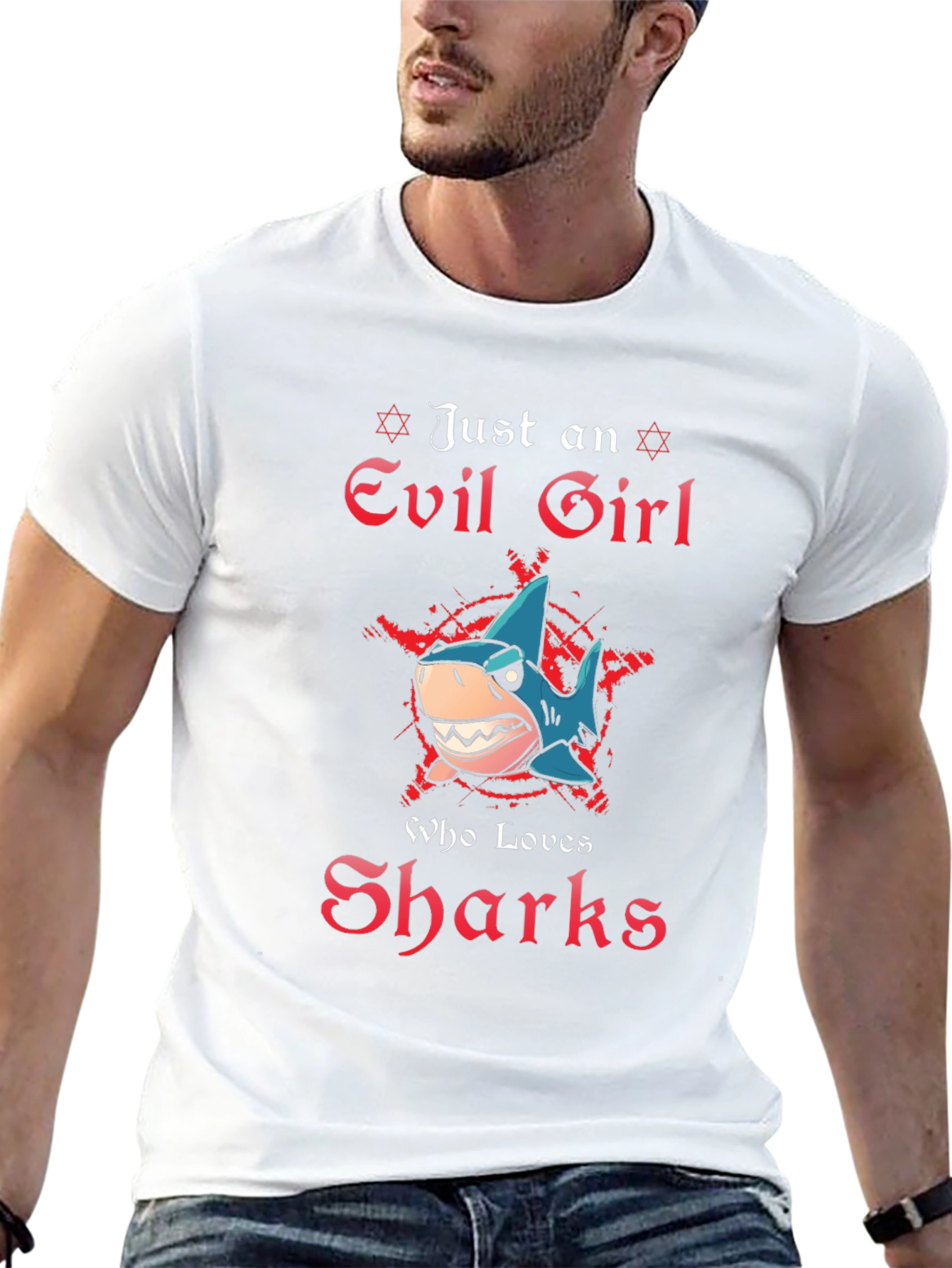 Evil Girl Shark Lover Graphic T-Shirt