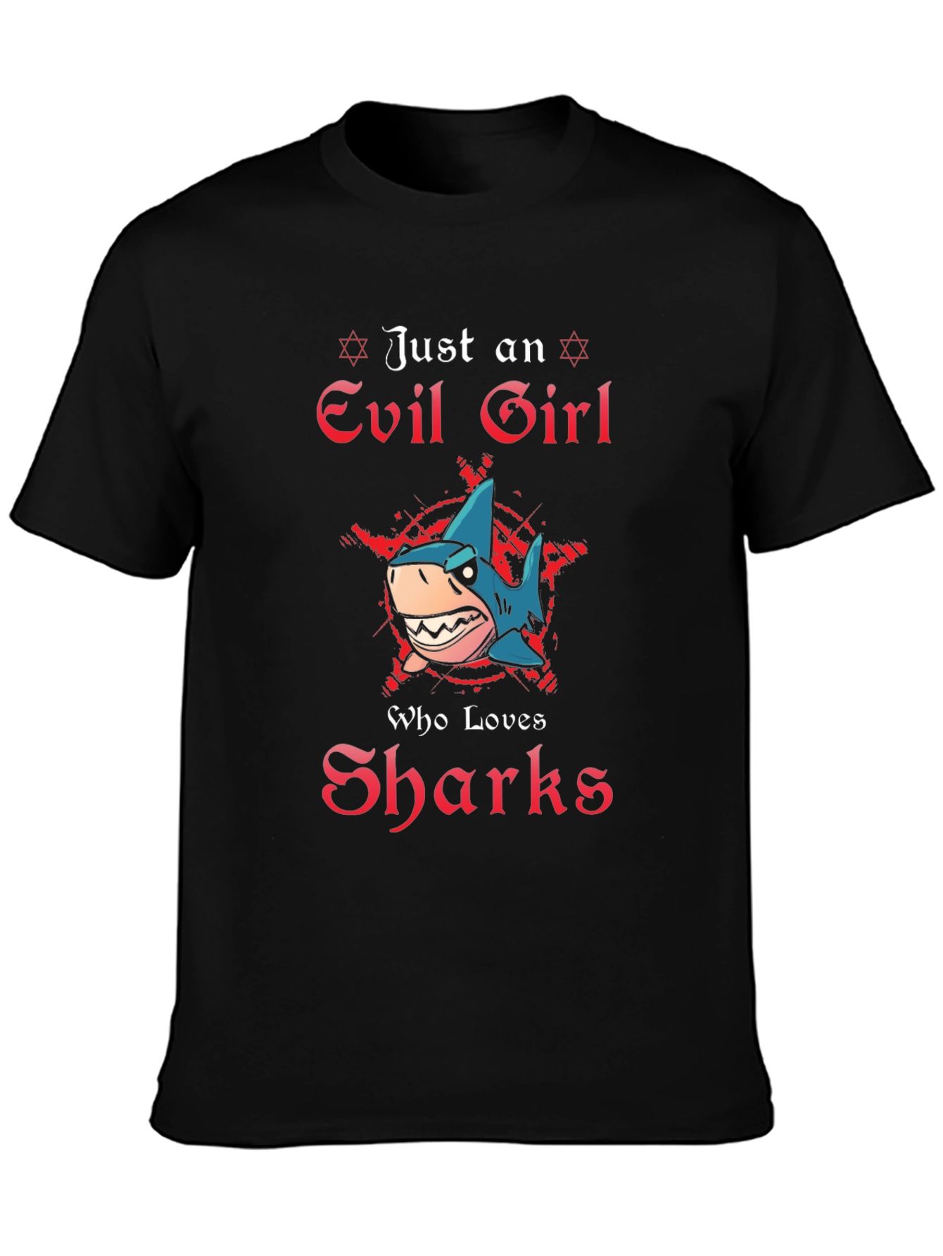 Evil Girl Shark Lover Graphic T-Shirt