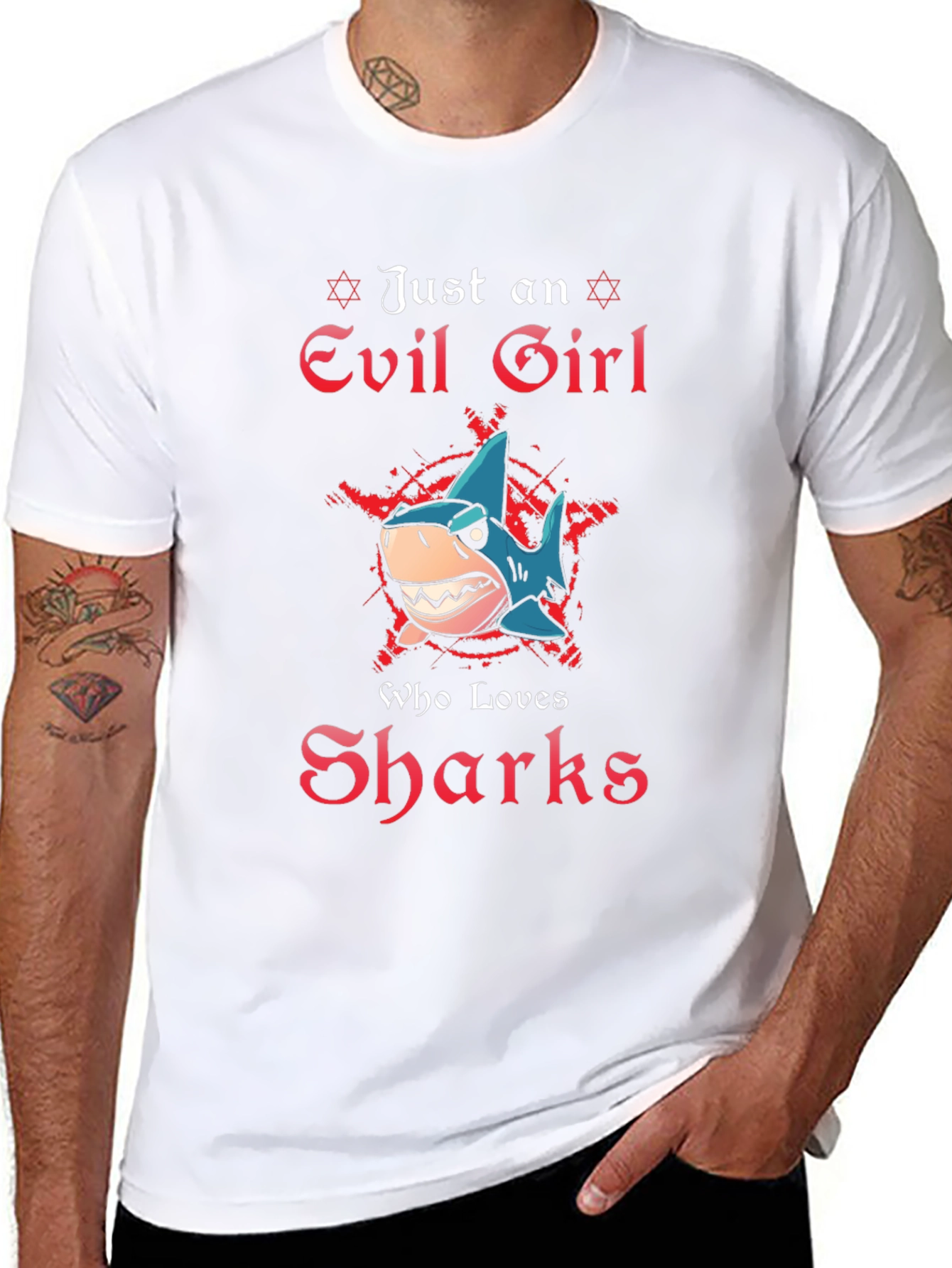 Evil Girl Shark Lover Graphic T-Shirt