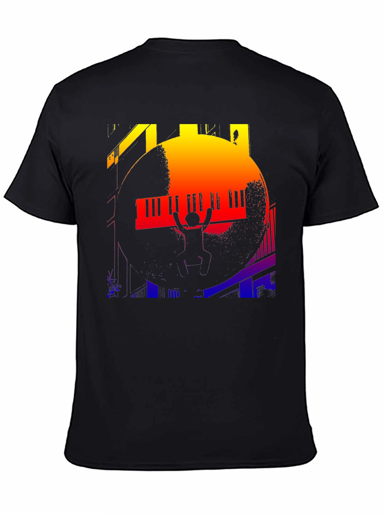 Piano Silhouette Graphic Tee - Black