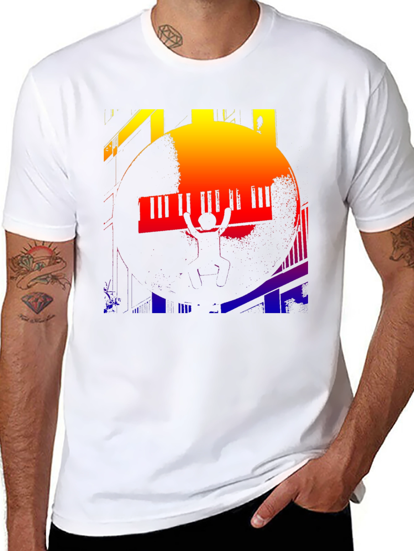 Piano Silhouette Graphic Tee - Black