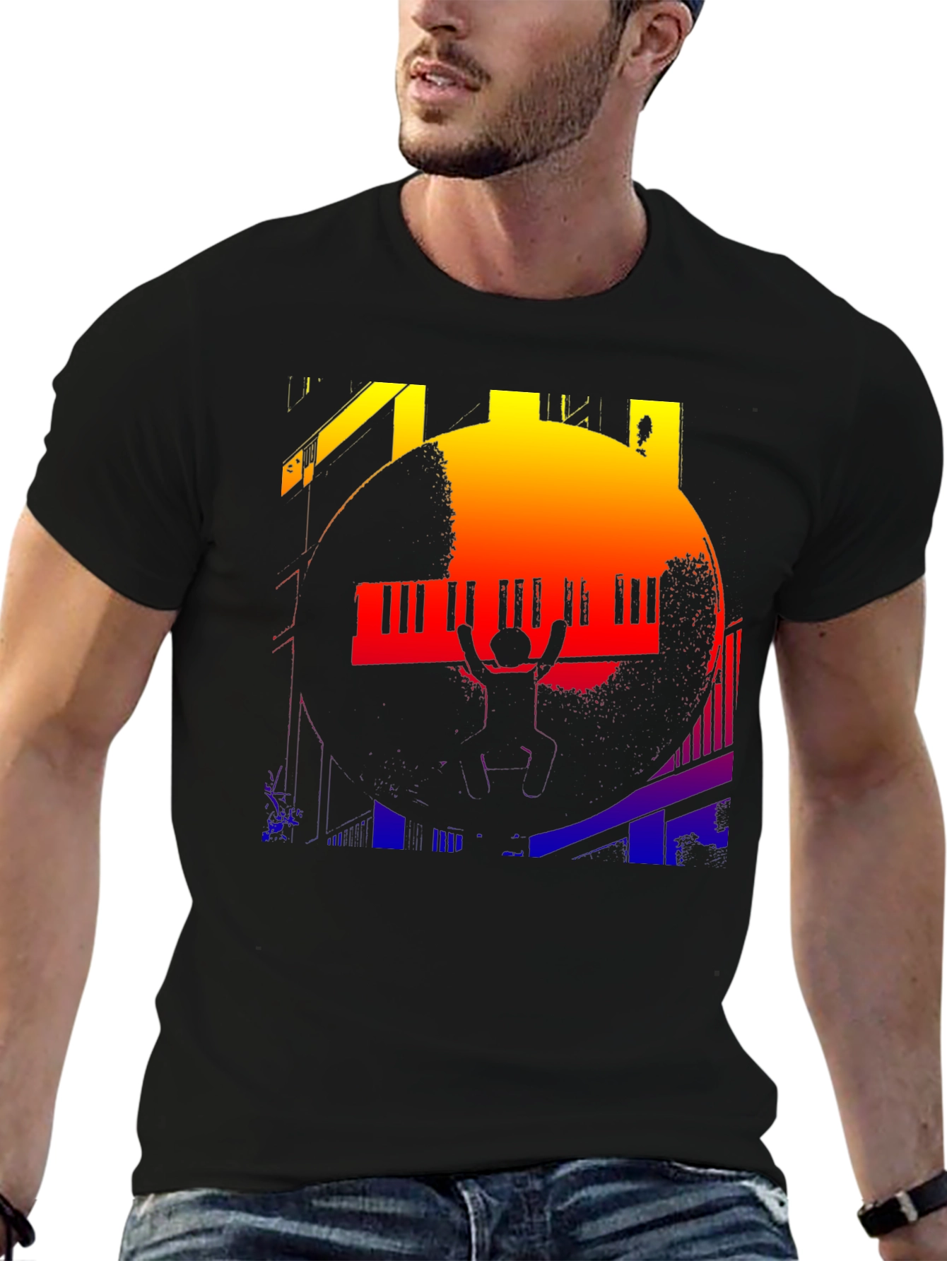 Piano Silhouette Graphic Tee - Black